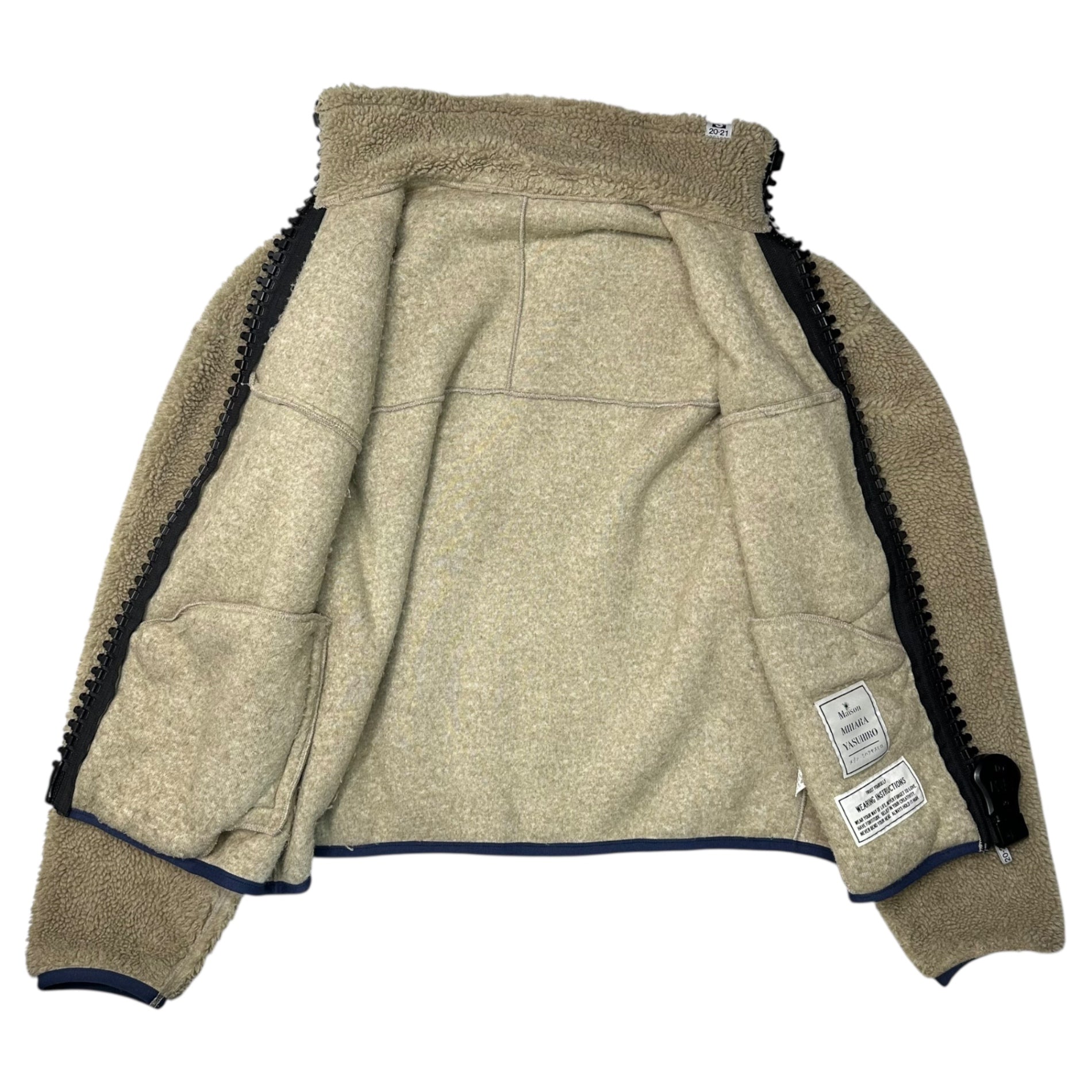 Maison MIHARA YASUHIRO(メゾンミハラヤスヒロ) 21AW Enlarged zip boa blouson イングランド ジップ ボア ブルゾン A05BL621 46(S) ベージュ×ネイビー