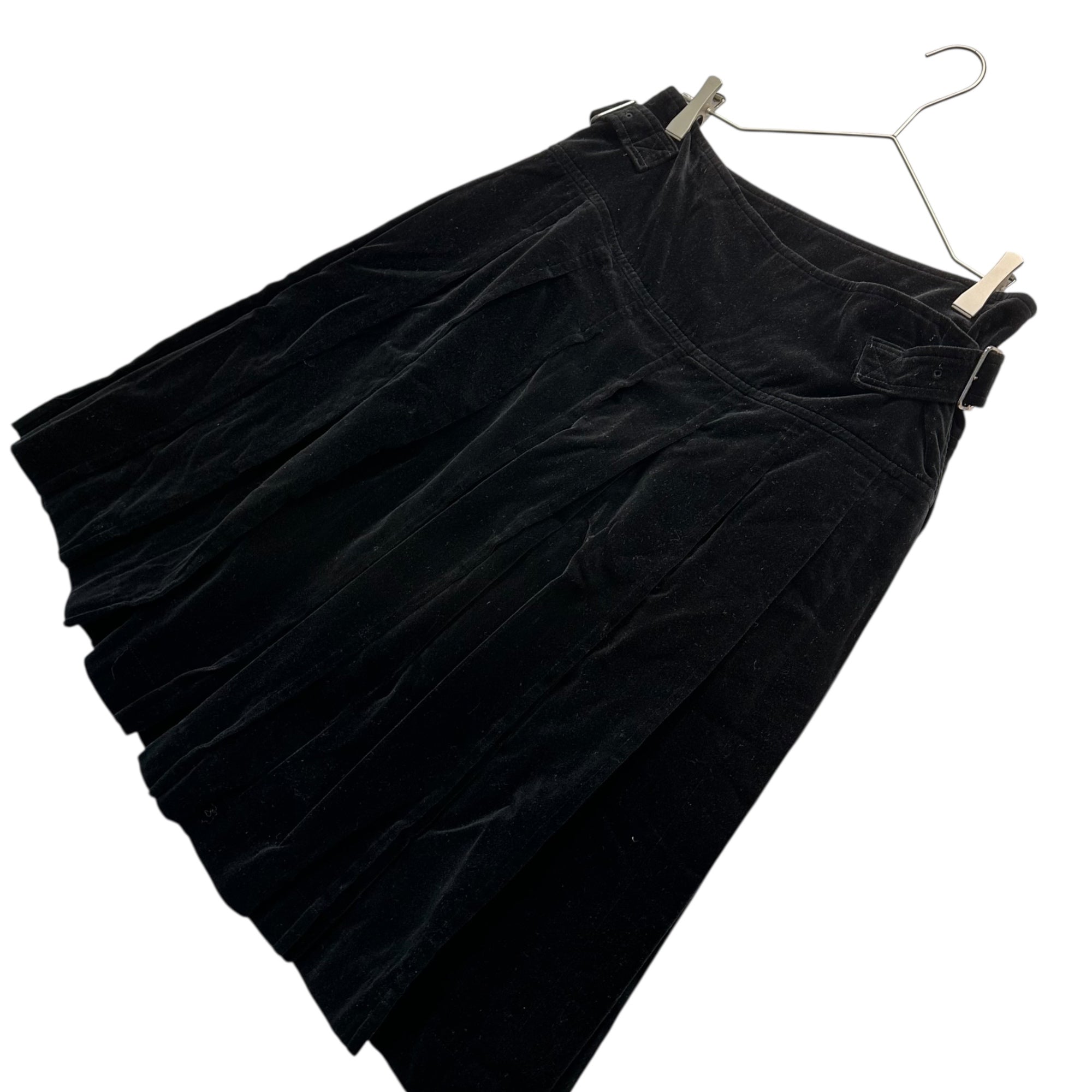tricot COMME des GARCONS(トリココムデギャルソン) 08AW Product-dyed Velour Waist Belt Skirt 製品染め ベロア ウエストベルト スカート TB-S007 M ブラック AD2008