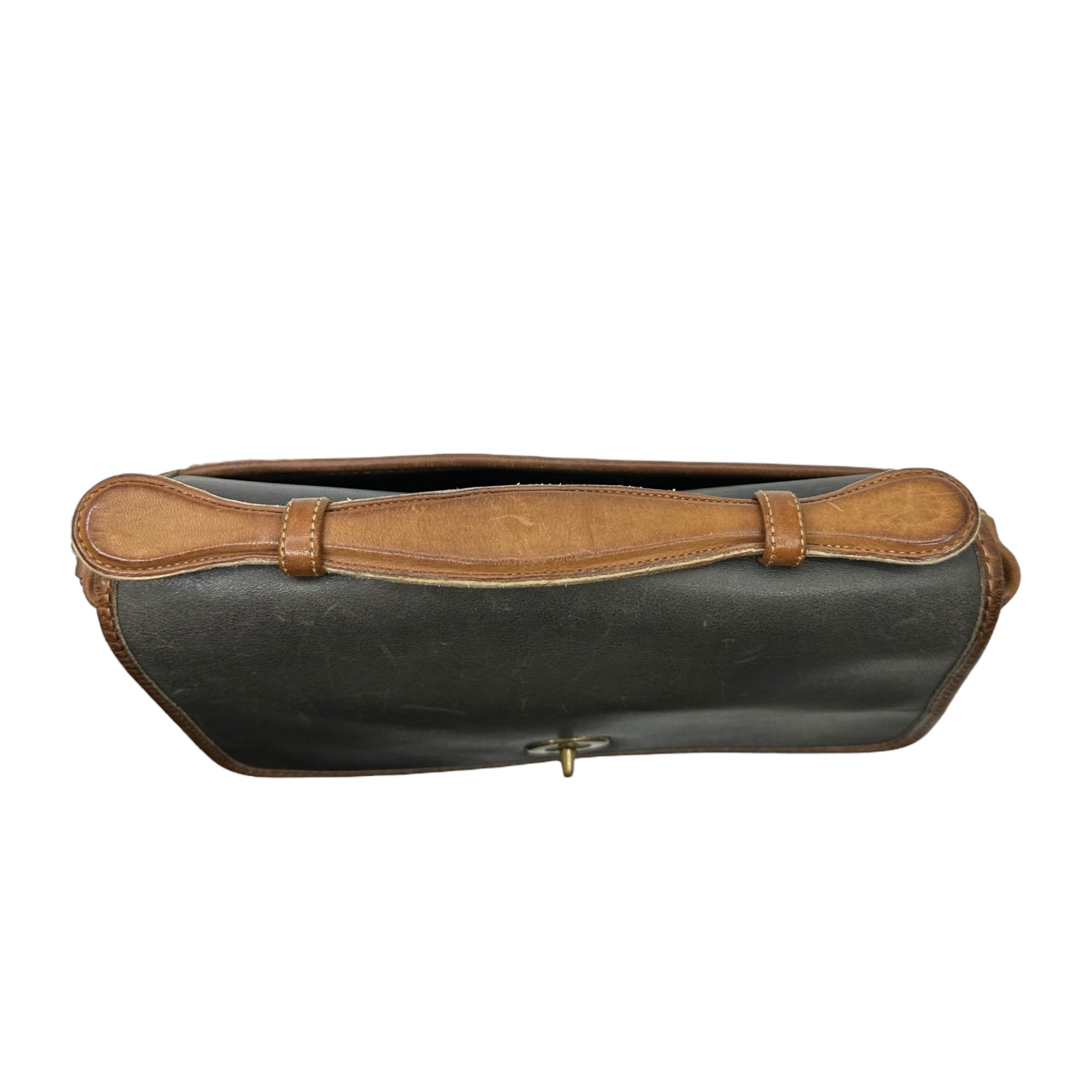 COACH(コーチ) 90's Old Coach Bicolor Flap Leather Shoulder Bag 90年代 オールドコーチ バイカラー フラップ レザー ショルダー バッグ 014-9021 ネイビー(色あせでカーキに近くにあっています)×ブラウン