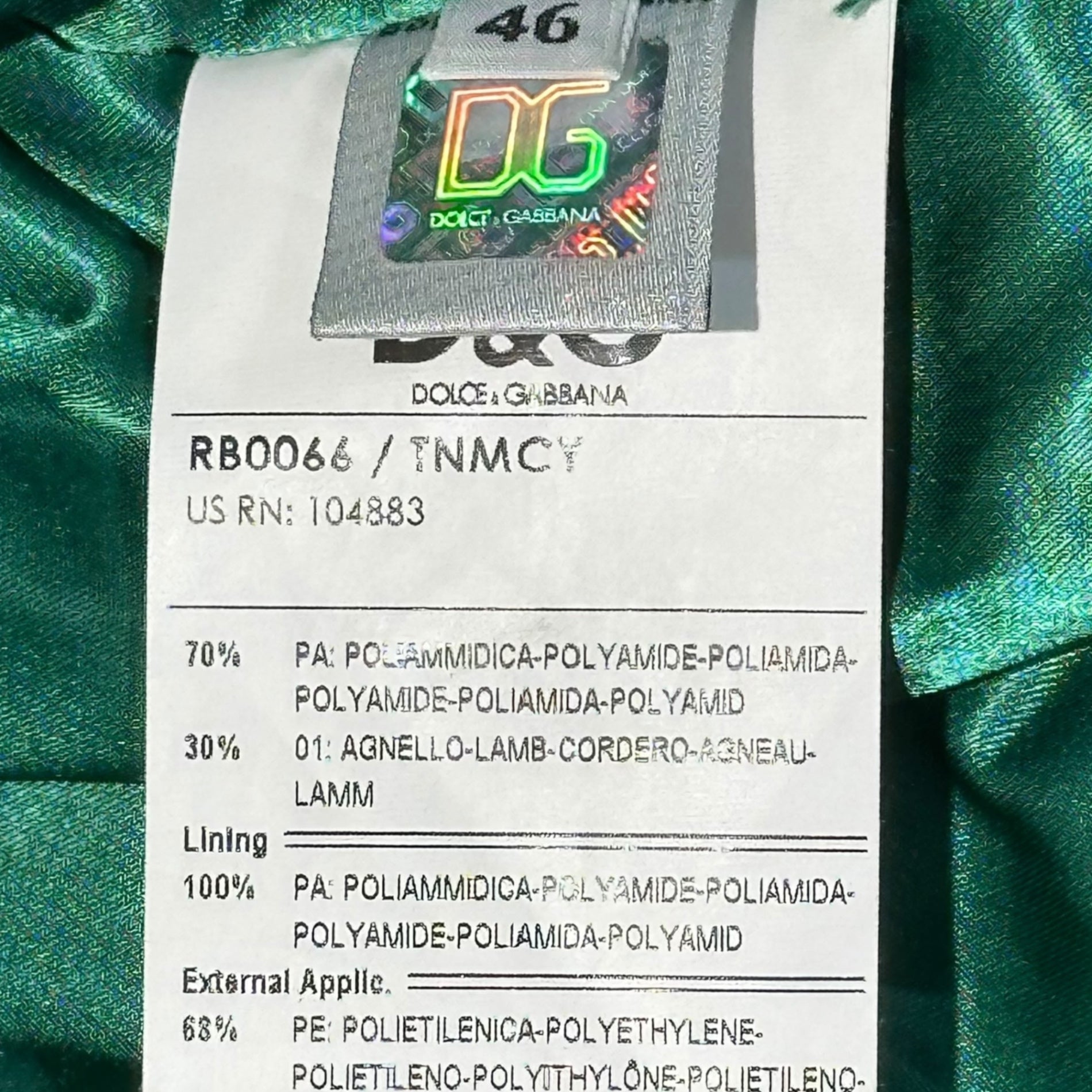 D&G(ディー&ジードルガバドルチェ&ガッバーナ) 07AW Archive Military Lamb Leather Nylon Jacket アーカイブ ミリタリー ラムレザー ナイロン ジャケット RB0066/TNMCY 46(S~M程度) グリーン×ブラック 2007 00's 中綿