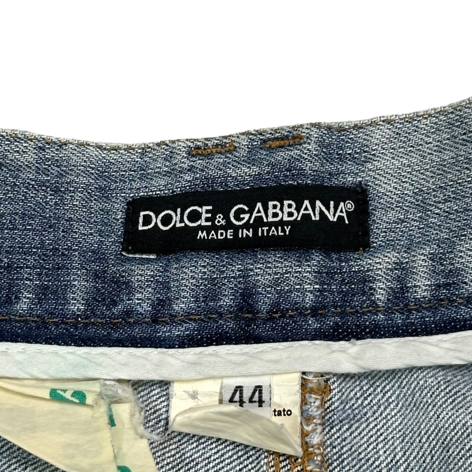 DOLCE&GABBANA(ドルチェ&ガッバーナドルガバ) Big Zip Back Logo Vintage Finish Slim Denim Pants ビッグジップ バック ロゴ ヴィンテージ加工 スリム デニム パンツ 44(XS~S程度) ライトインディゴ
