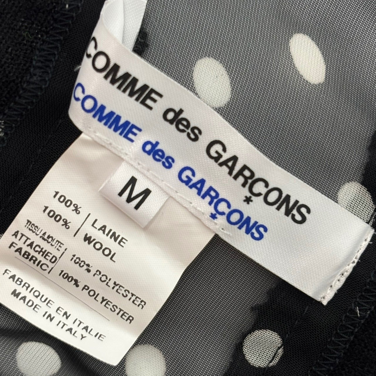 COMME des GARCONS COMME des GARCONS(コムデギャルソンコムデギャルソン) 2003AW Sheer Dot Print Patchwork Cardigan シアー ドット柄 切替 カーディガン W11N004 M ブラック×ホワイト 00s アーカイブ