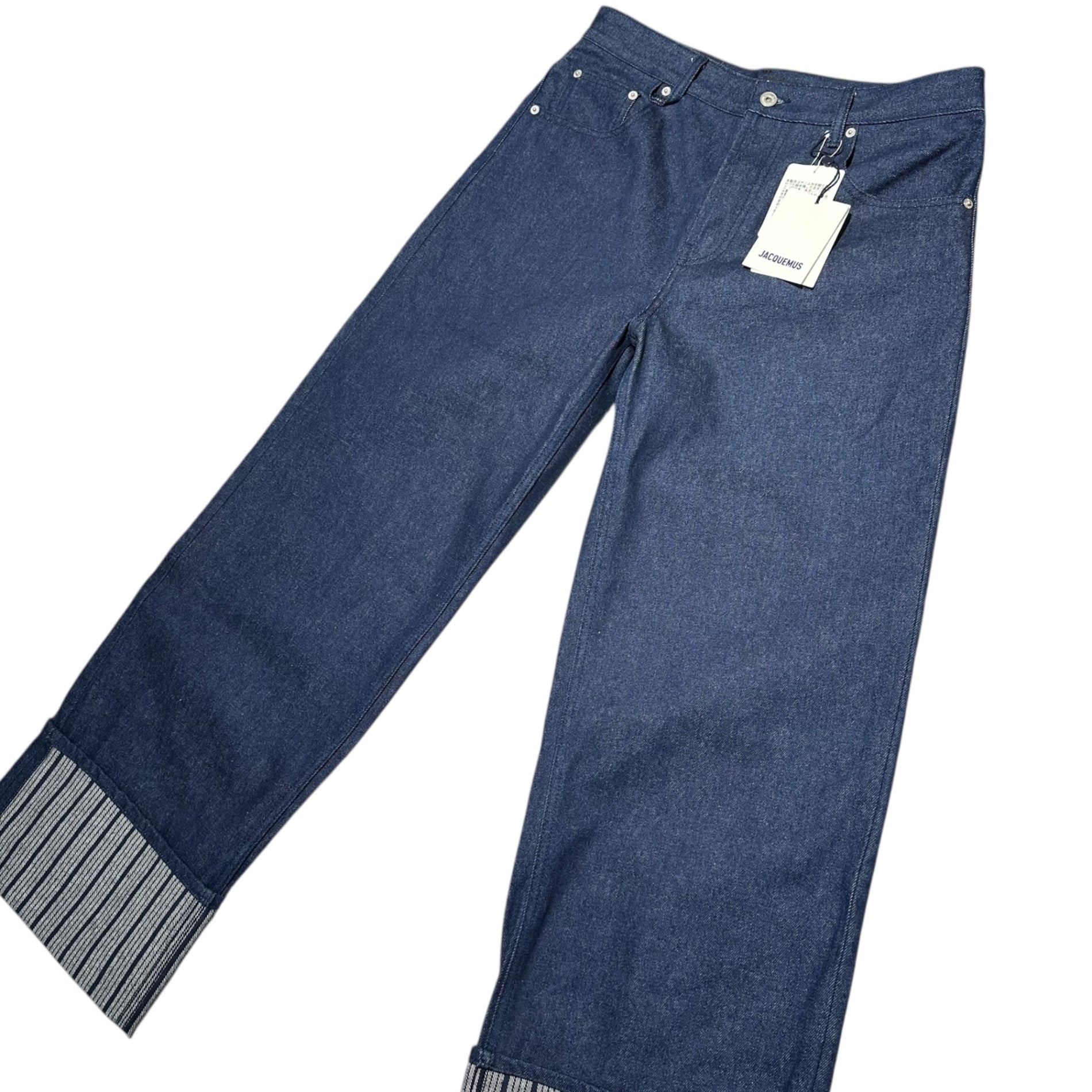 JACQUEMUS(ジャックムス) 24AW Le De-Nimes Large Jeans ロールアップ バギー デニム パンツ 246DE068-1513 32 インディゴ ワイド 参考定価97,400円