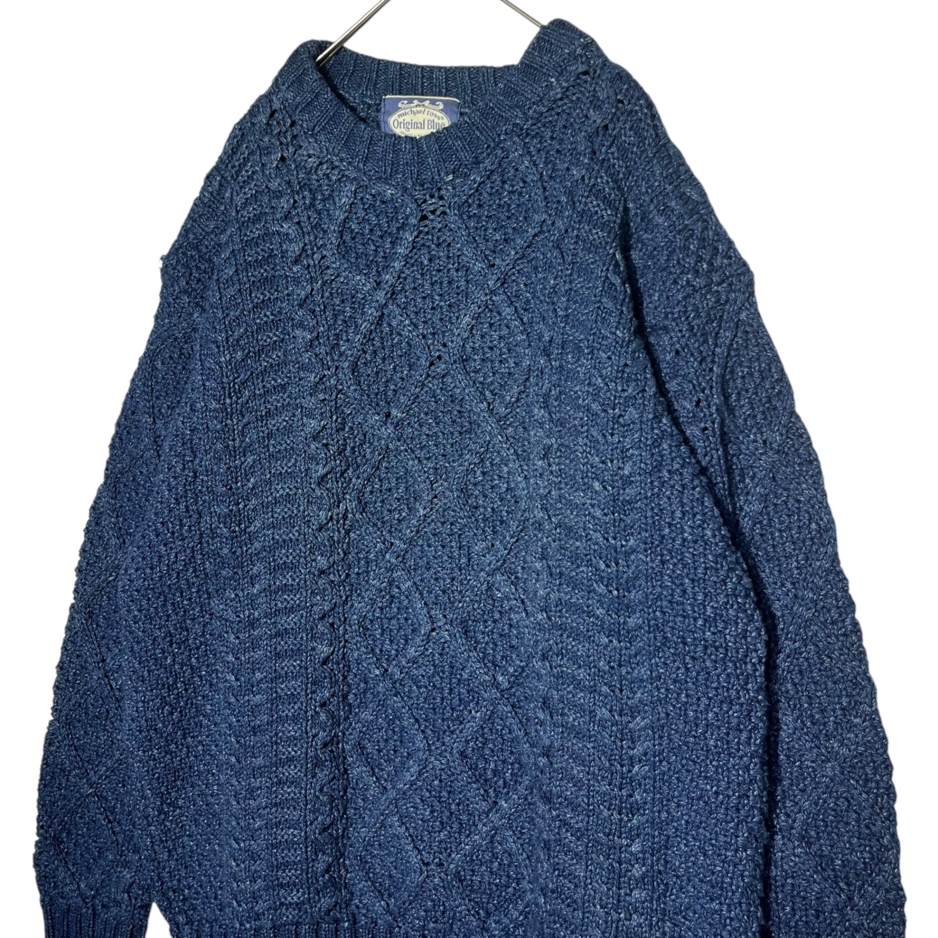 Original Blues (オリジナルブルース) 90's~ ARAN CABLE アラン ケーブル クルーネック ニット 5 ネイビー 90年代~ 当時物 イングランド製