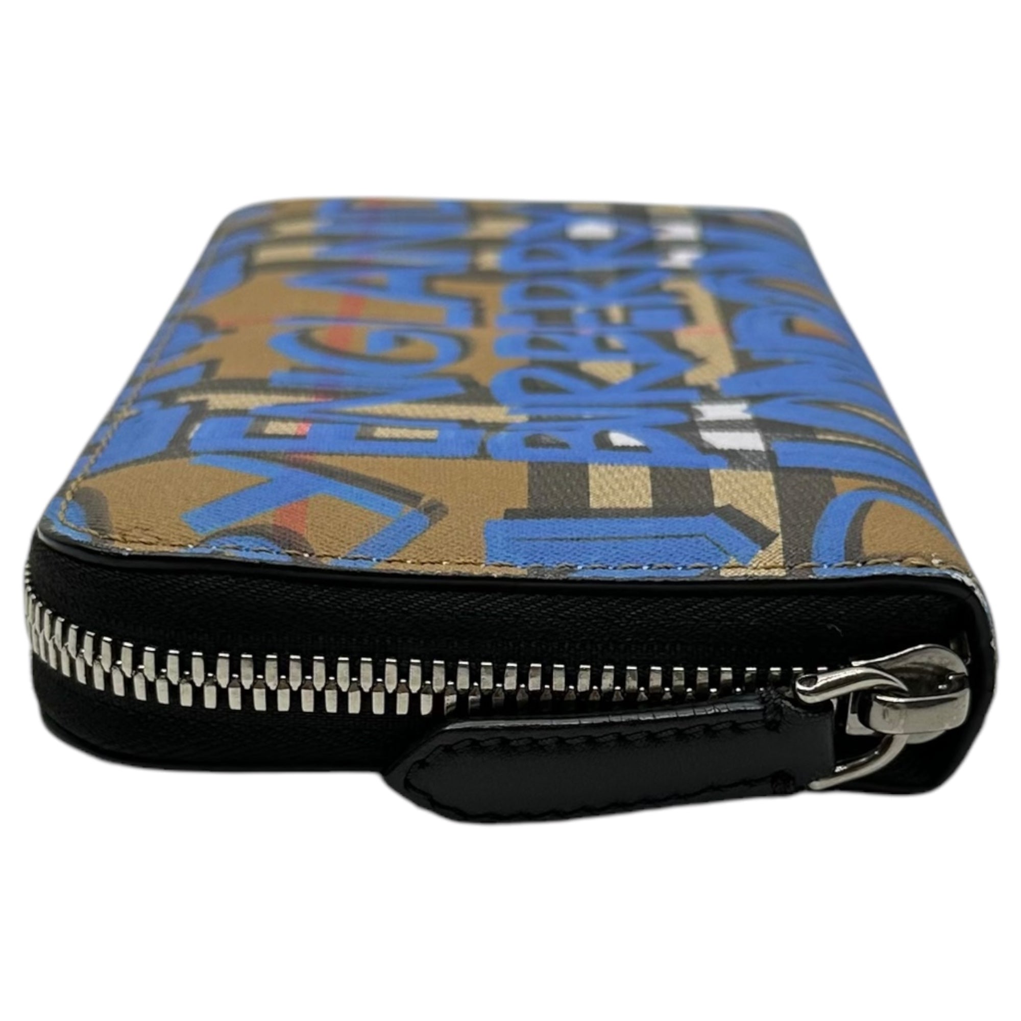 BURBERRY(バーバリー) 18AW Graffiti Nova Check Round Zip Wallet グラフィティ ノヴァ チェック ラウンド ジップ ウォレット TIVTIT1265 ブラウン×ブルー 長財布