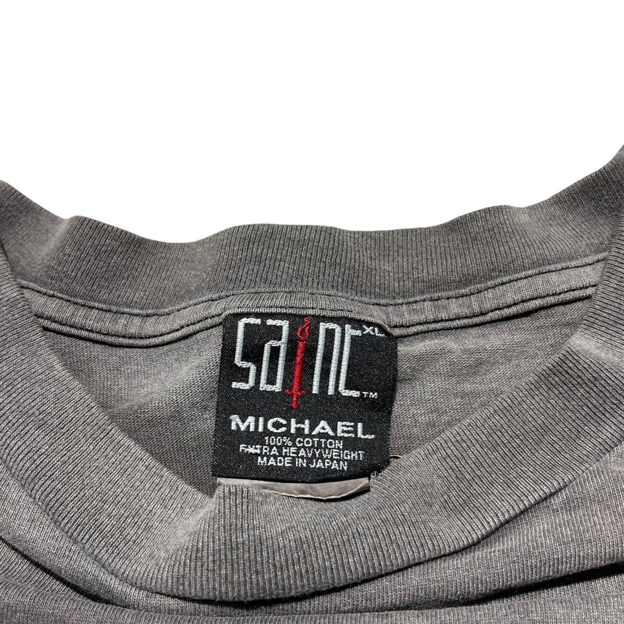 SAINT MICHAEL(セントマイケル) 21AW JESUS BLOCK T-SHIRT ジーザス ブロック 半袖 Tシャツ SM-A21-0000-001 XL グレー クルーネック ヴィンテージ加工