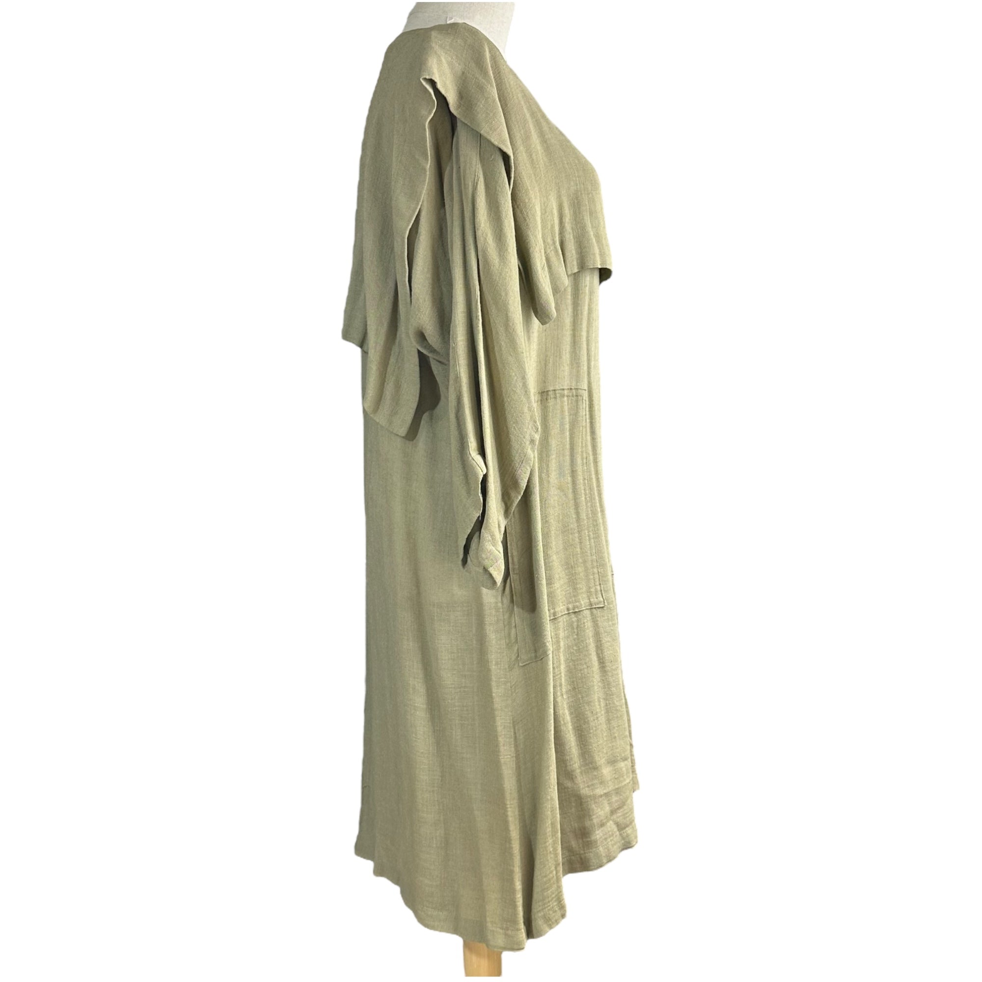 ISSEY MIYAKE(イッセイミヤケ) 70's Vintage Layered-Style Crewneck Dress 70年代 ヴィンテージ レイヤード調 クルーネック ワンピース ポケット FREE ベージュ 品質表示タグ切り取り 初期 筆タグ