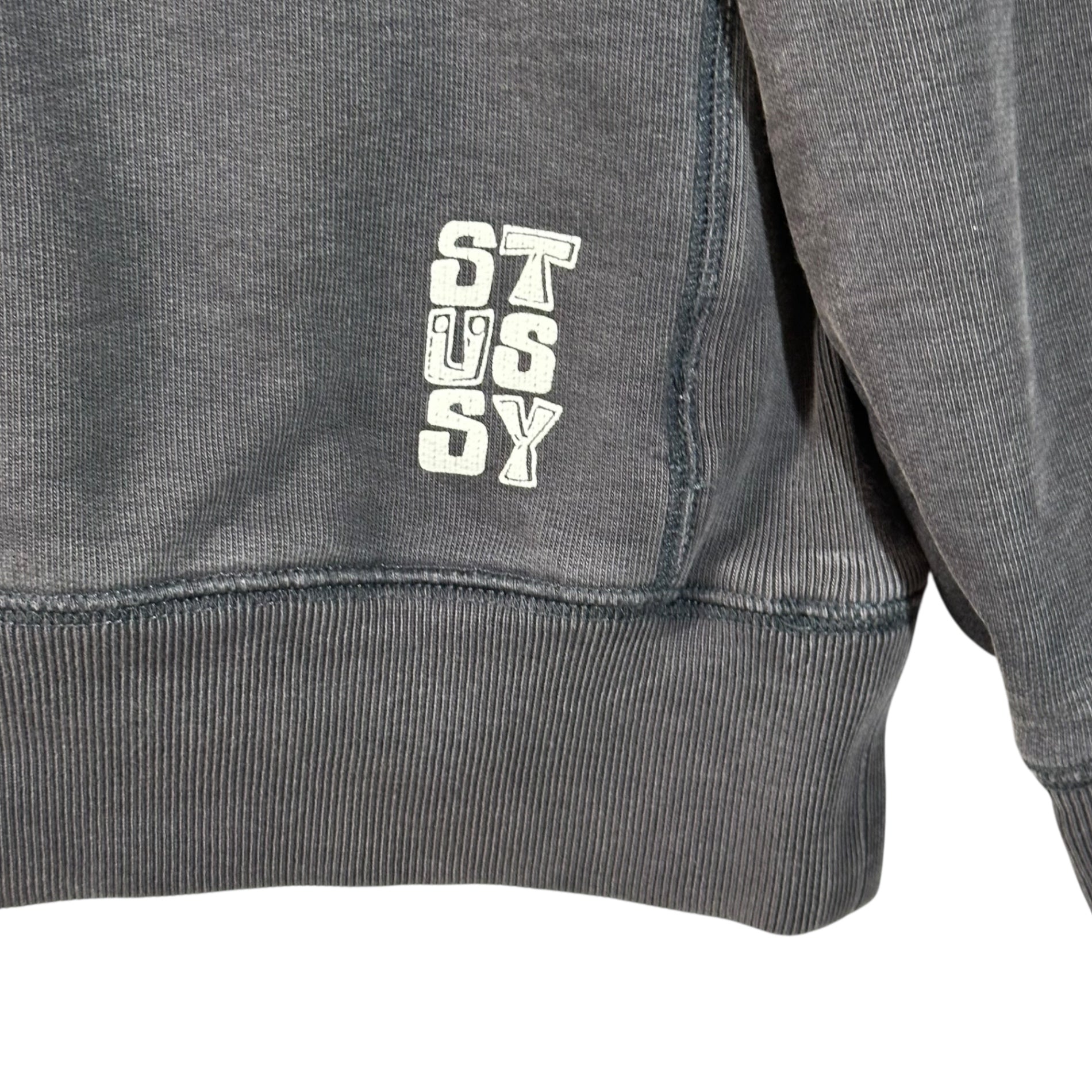 STUSSY(ステューシー) One Point Logo Faded Black Crew Neck Sweatshirt ワンポイント ロゴ フェードブラック クルーネック スウェット L ブラック