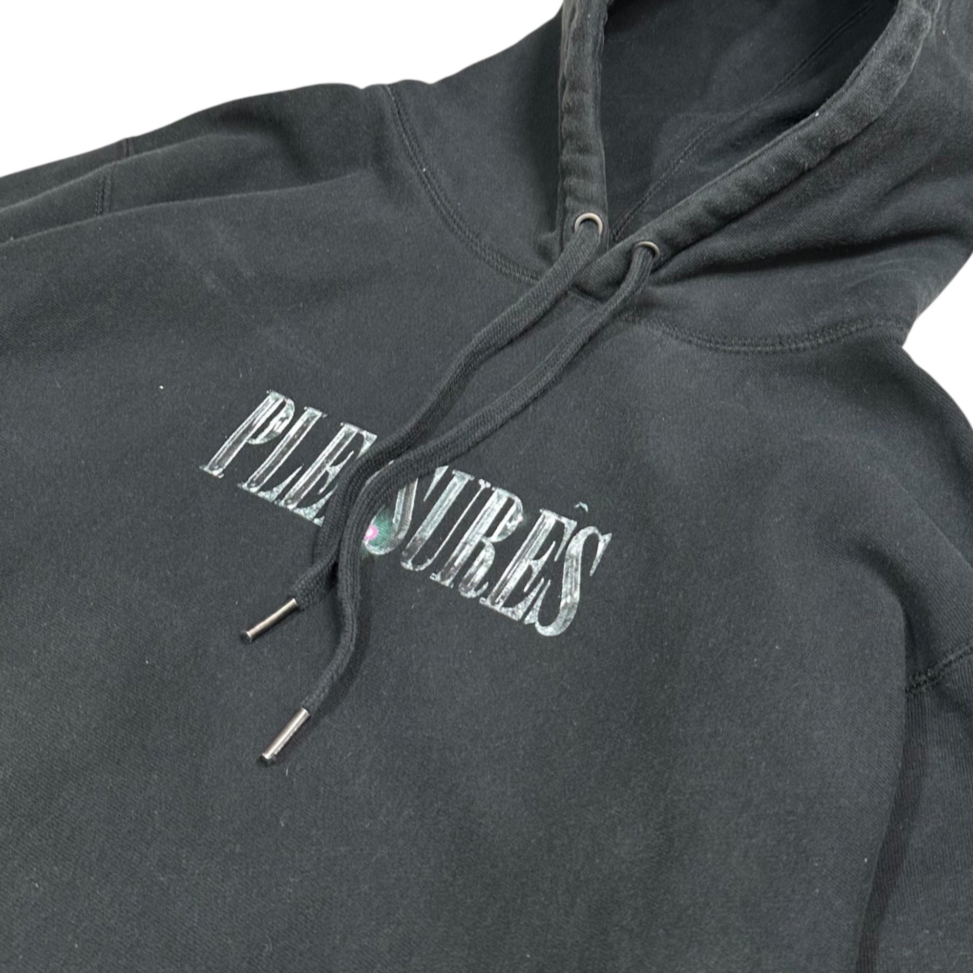 PLEASURES×PLAYBOY(プレジャーズ×プレイボーイ) ICY HOODY ロゴ プリント プルオーバー パーカー L ブラック コラボ
