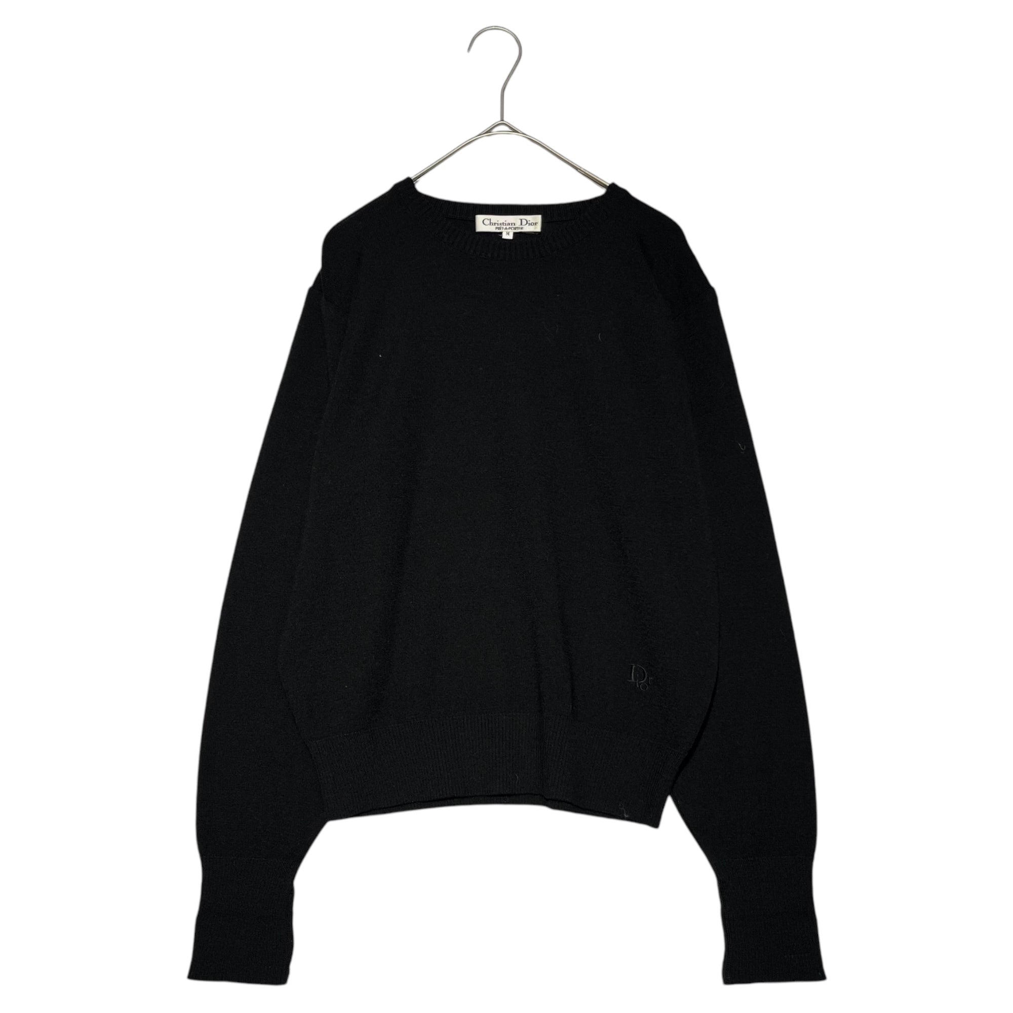 Christian Dior(クリスチャンディオール) 90's~00's Dior Logo embroidery short length wide wool knit ロゴ刺繍 ショート丈 ワイド ウール ニット 0020KW83 表記無し(M程度) ブラック PRET-A-PORTER
