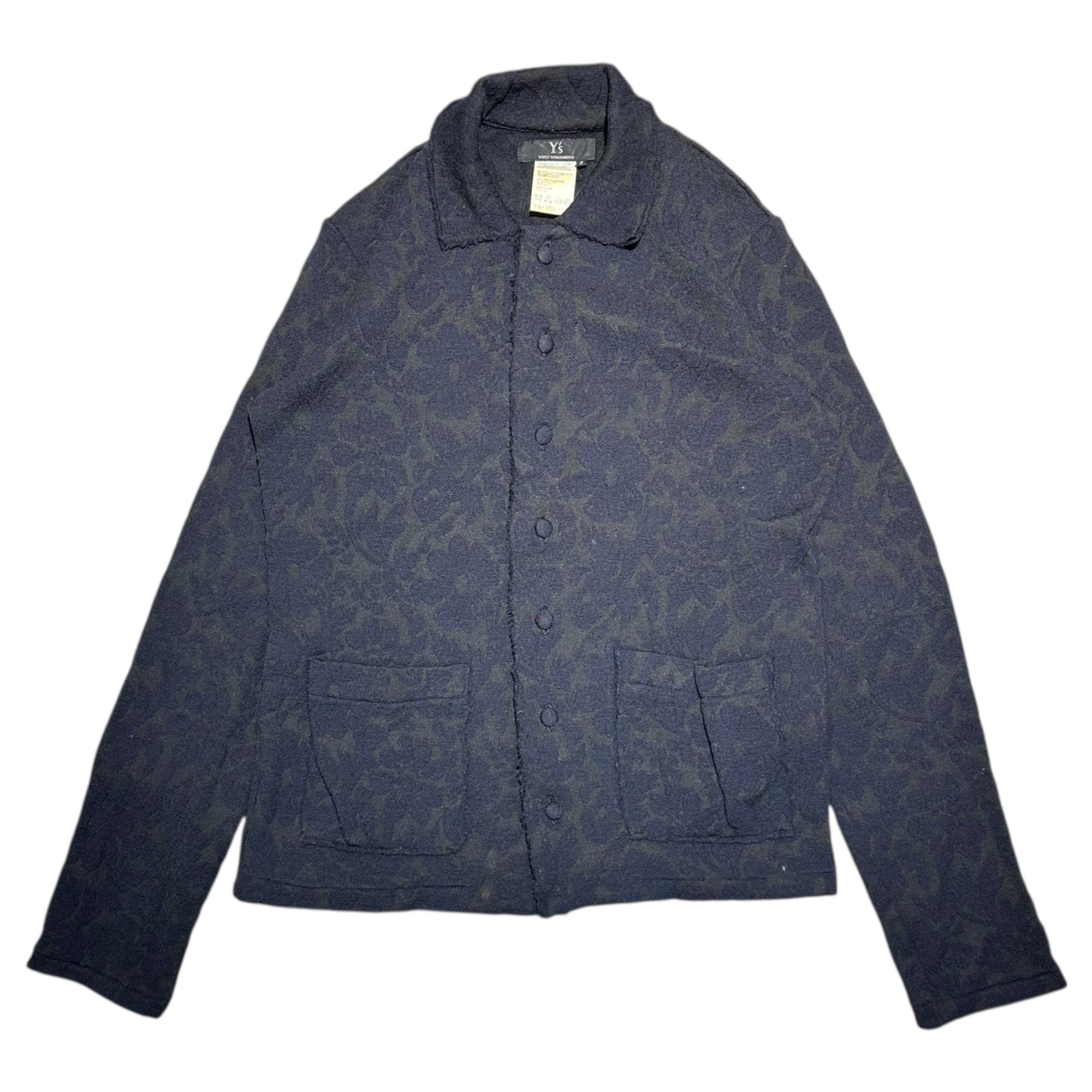 Y's(ワイズ) 92AW Vintage Floral Weave Small Collar Front Pocket Jacket ヴィンテージ 花柄織り スモールカラー フロントポケット ジャケット YS-T52-174 3(L程度) ブラック