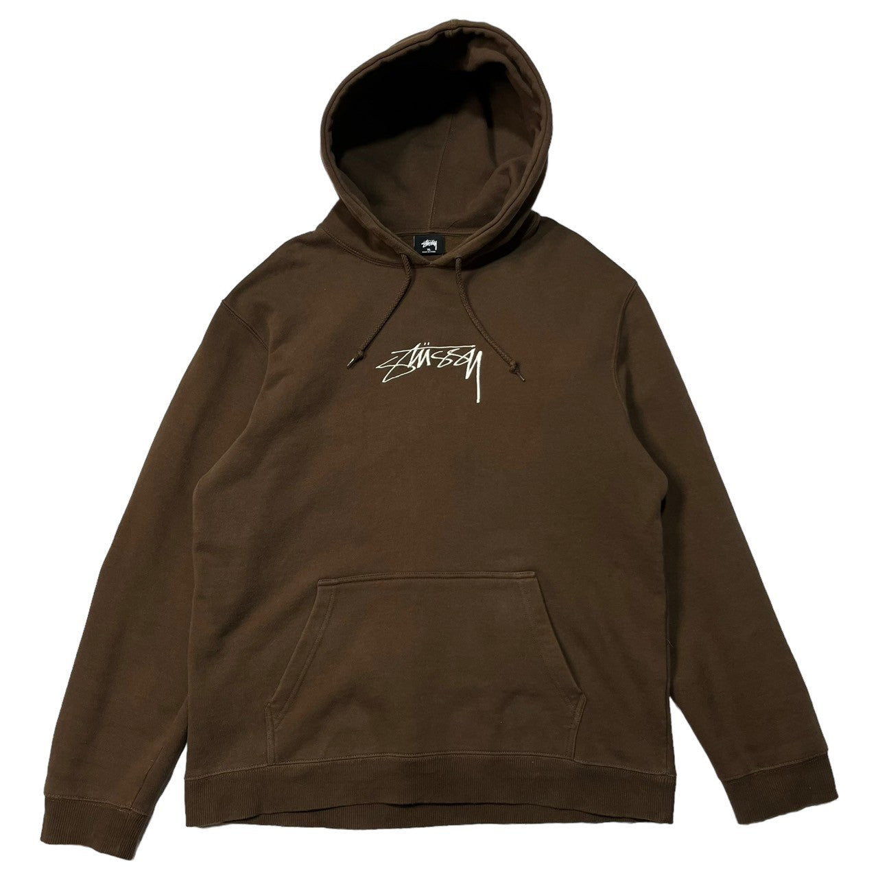 STUSSY(ステューシー) Shawn logo embroidery hoodie ロゴ 刺繍 プルオーバー パーカー フーディー 厚手 XL ブラウン