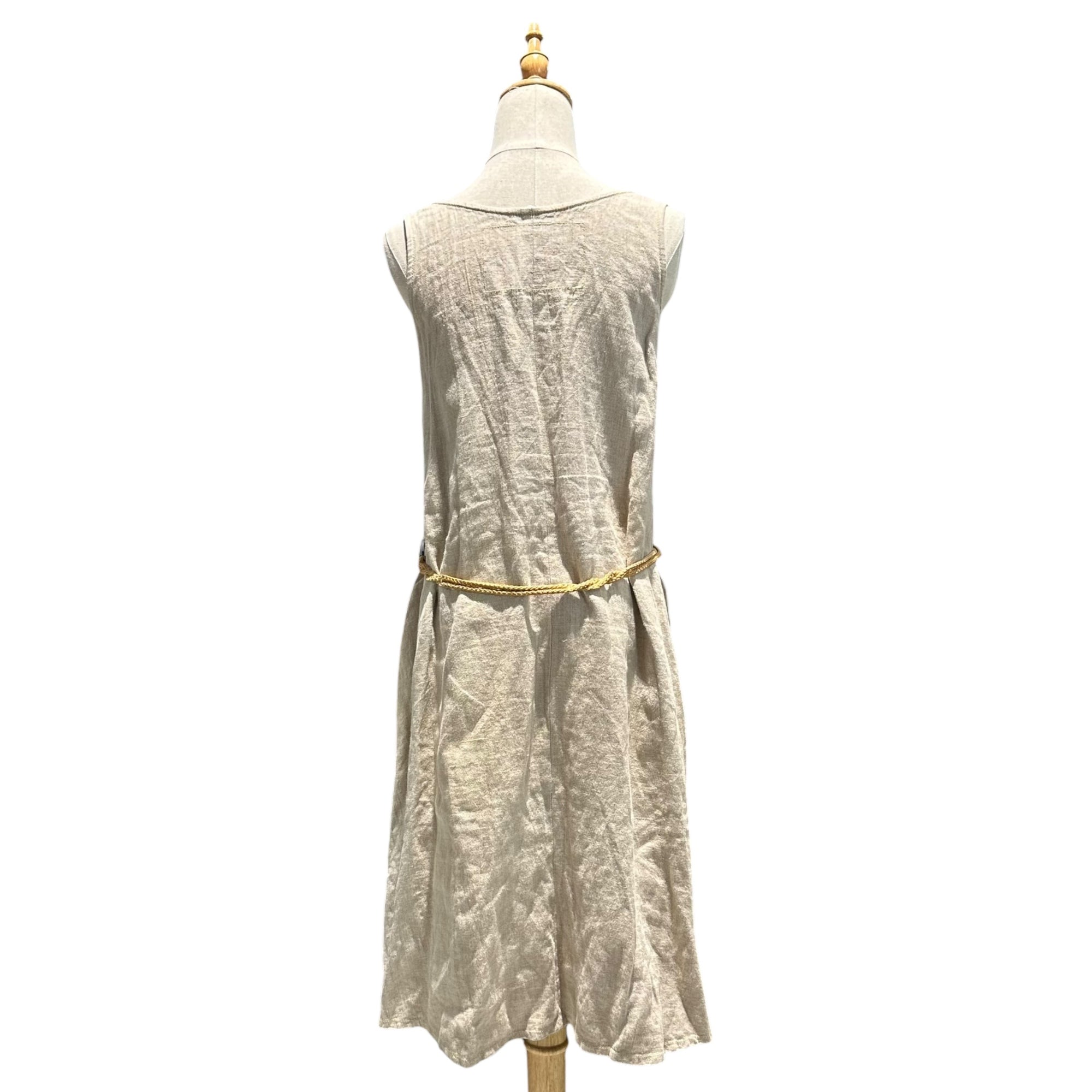 ROBES&CONFECTIONS(ローブスアンドコンフェクションズ) Pocket Leather Linen Sleeveless Dress ポケット レザー リネン ノースリーブ ワンピース FREE ベージュ