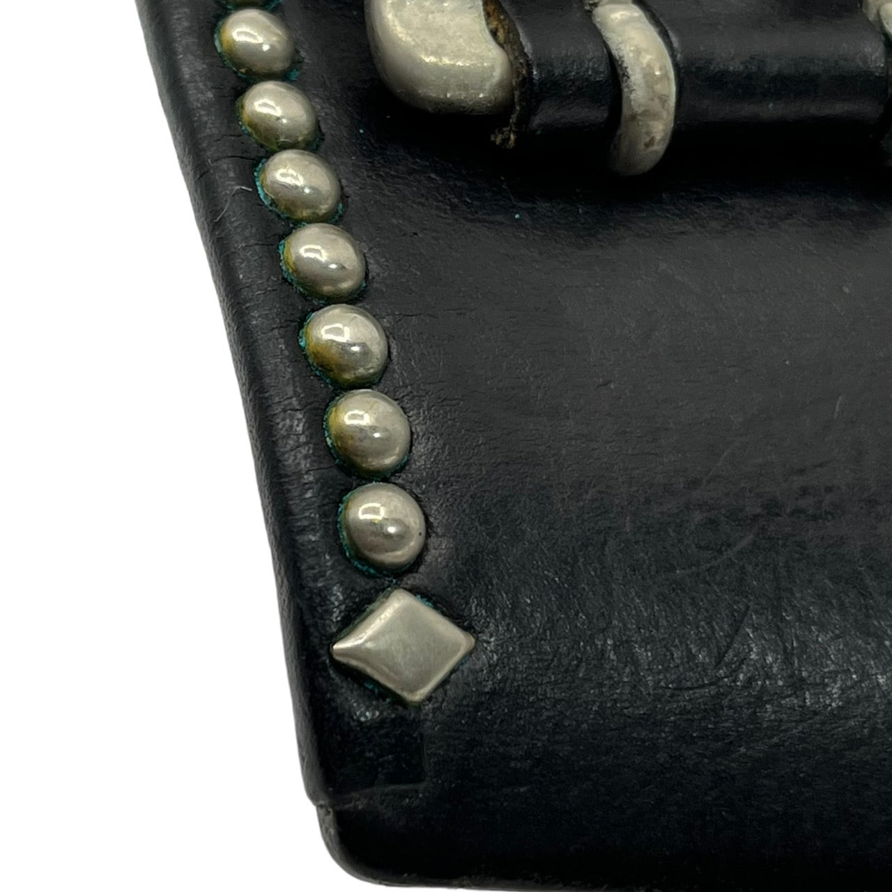 WOLFS HEAD(ウルフズヘッド) ラウンドスタッズレザーブレスレット SIZE FREE(50mm) 全長約31cm×幅約7cm ブラック×シルバー 刻印残り スタッズ打ち込み問題無し