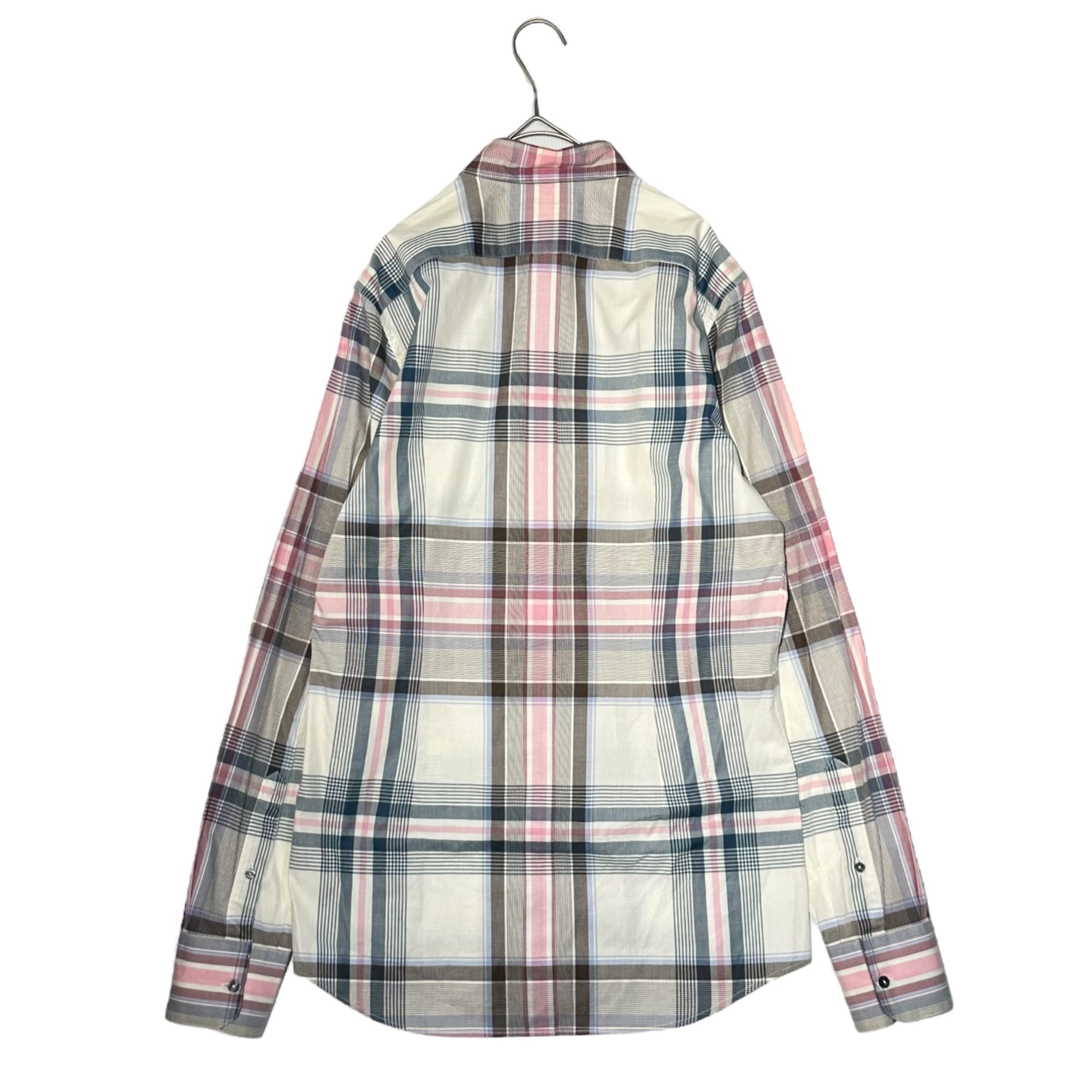 DOLCE&GABBANA(ドルチェ&ガッバーナドルガバ) GOLD Check L/S Shirt チェック 長袖 シャツ G5AG7T FQ5G9 40 15 1/2(M程度) ホワイト×ピンク