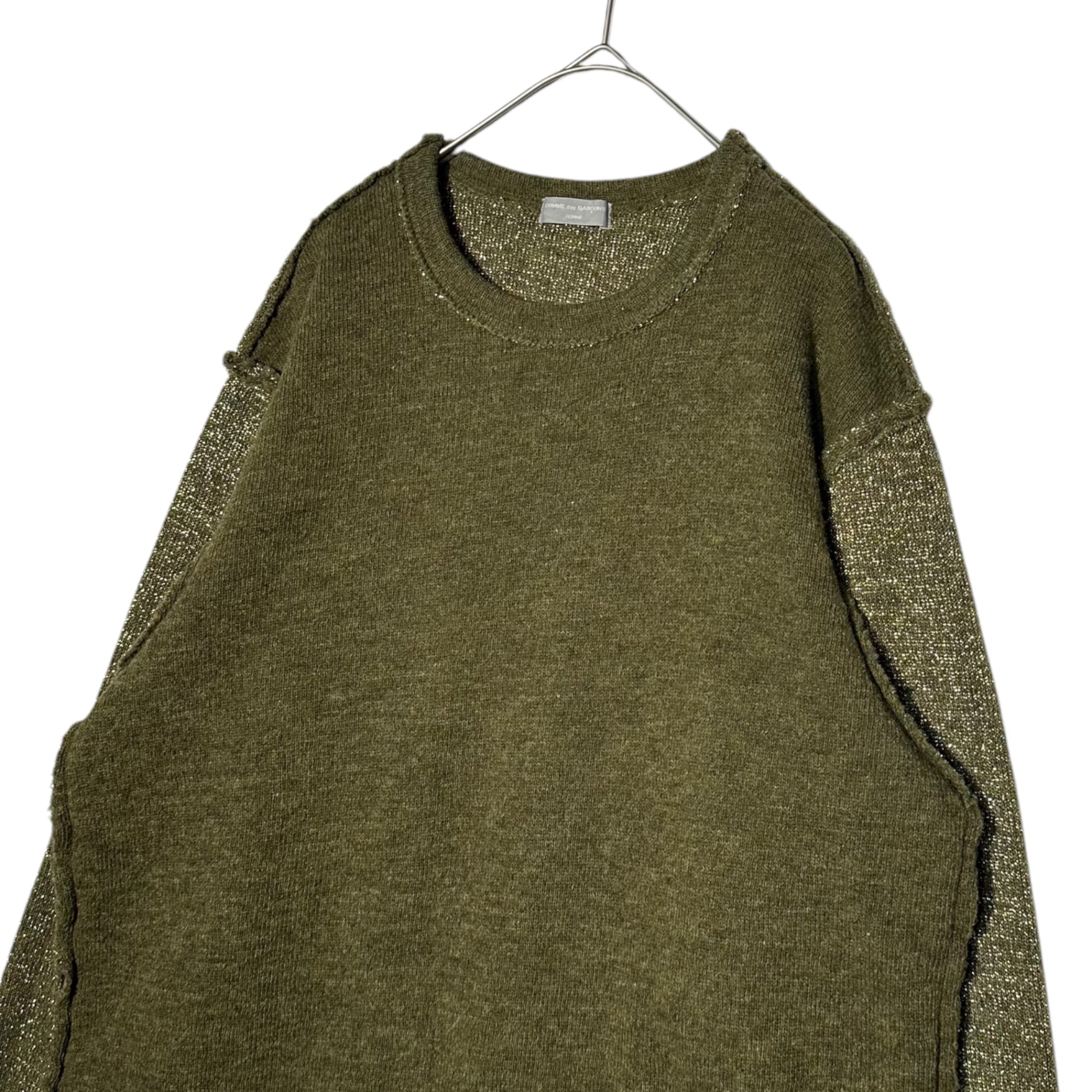 COMME des GARCONS HOMME(コムデギャルソンオム) 80~90's Archives Inside Out Sleeve Switching Crew Neck Wool Knit アーカイブ インサイドアウト 袖切替 クルーネック ウール ニット 田中オム FREE グレー