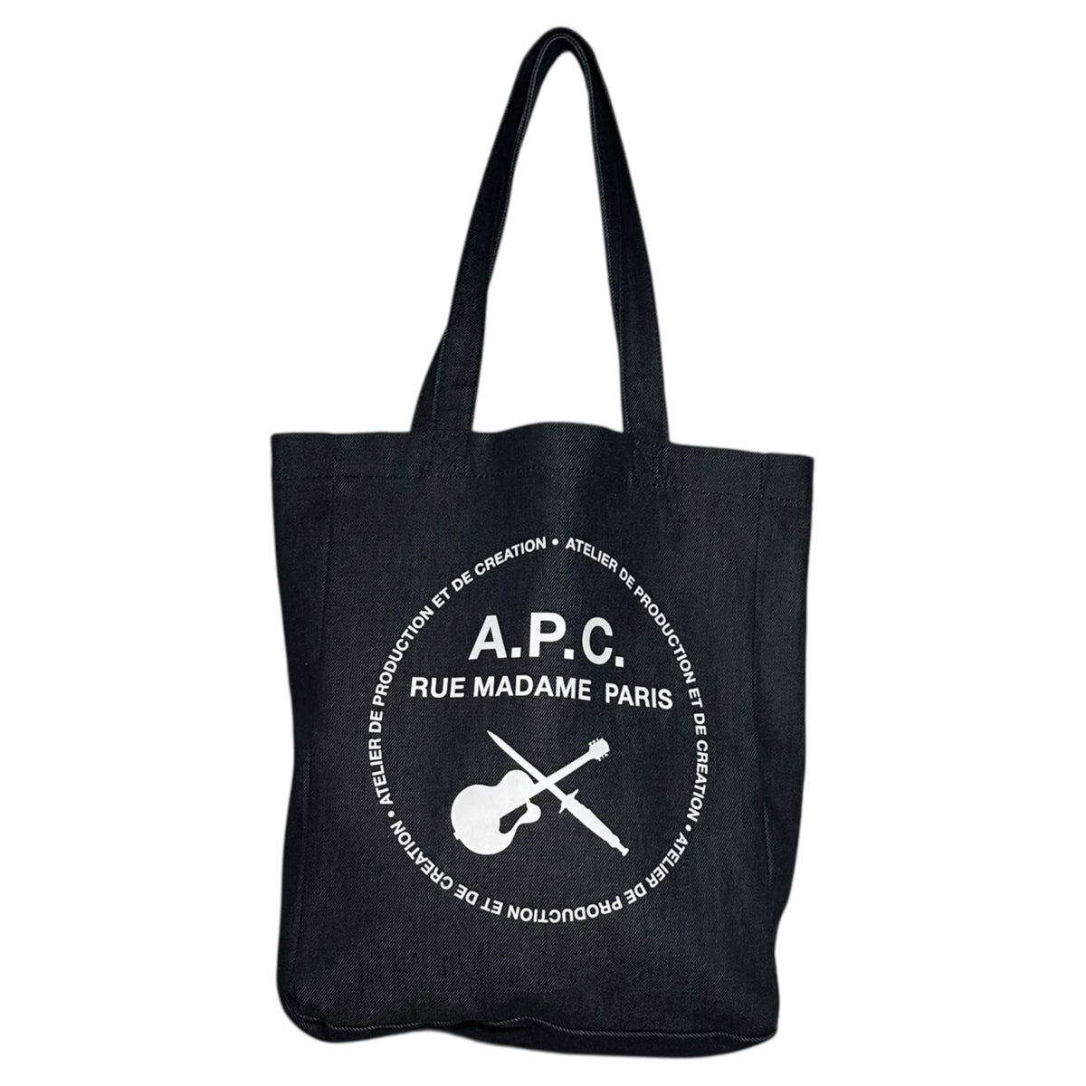 A.P.C.(アーペーセー) Sword and Guitar Logo Print Denim Tote Bag 剣 