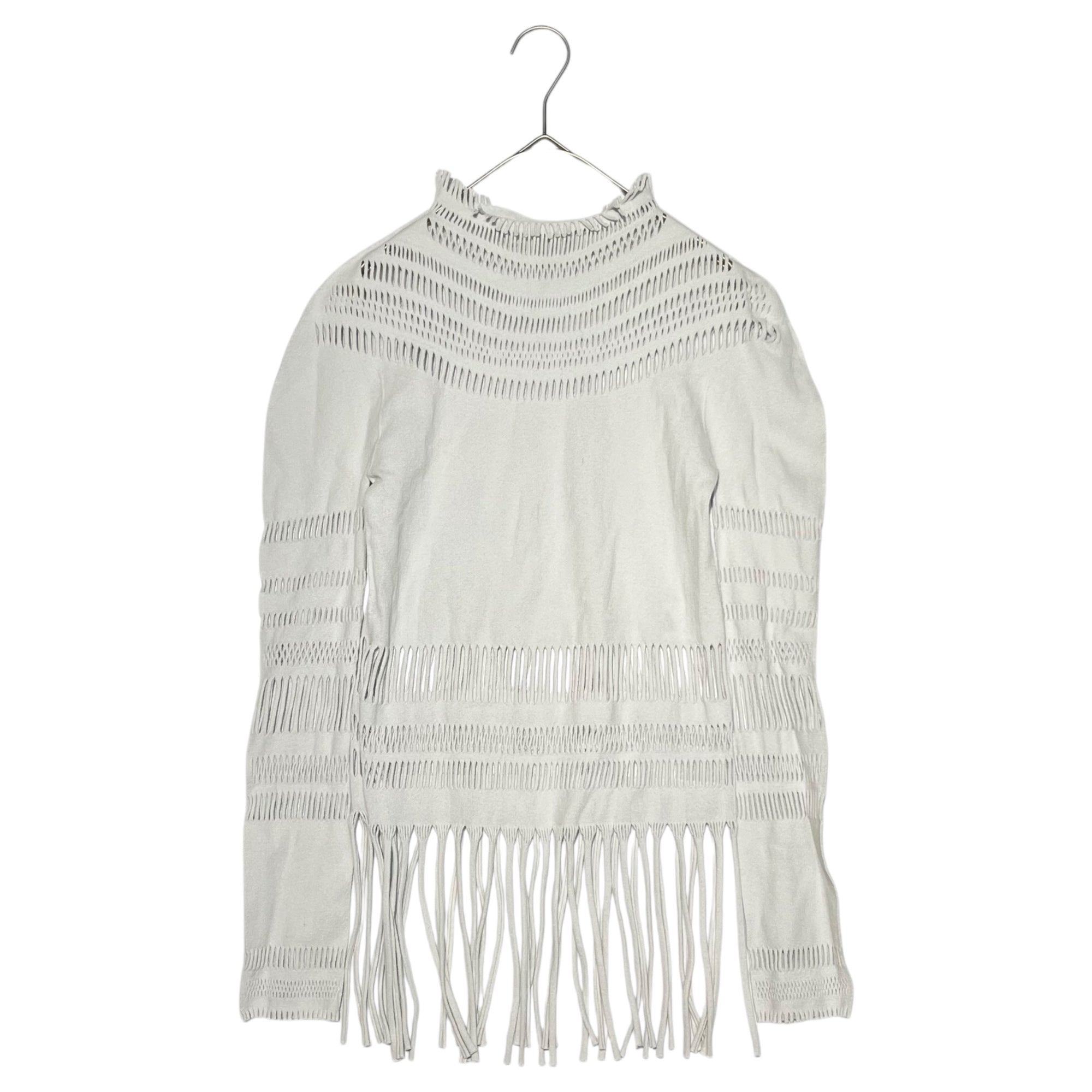 A-POC ISSEY MIYAKE(エーポック イッセイミヤケ) knitted fringe stretch cut and sew 編み フリンジ ストレッチ カットソー IM03KK316 2(M) ライトグレー