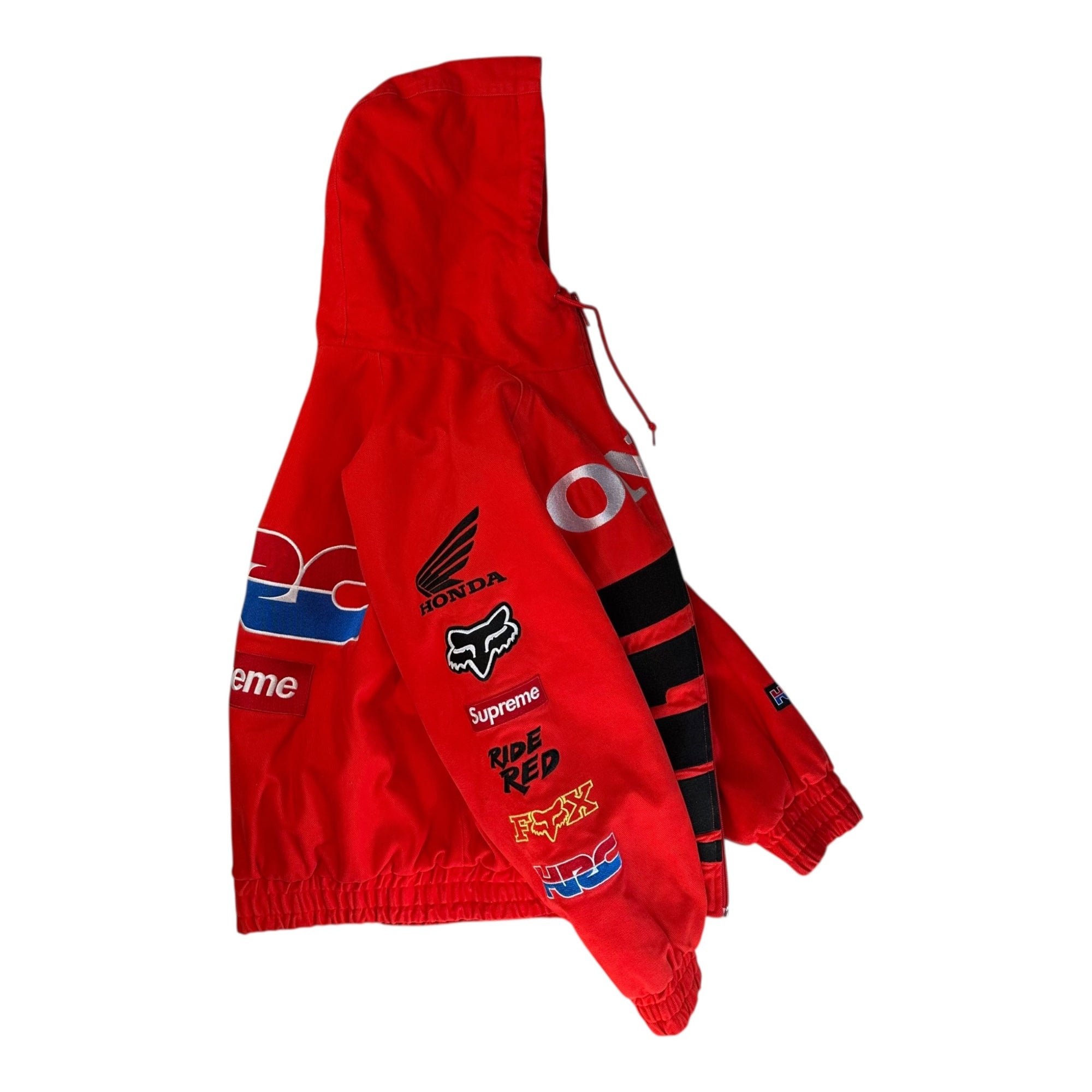 SUPREME(シュプリーム) 19AW Honda Fox Racing Puffy Zip Up Jacket ホンダ フォックス レーシング フーデッド ジップアップ ジャケット S レッド 19FW