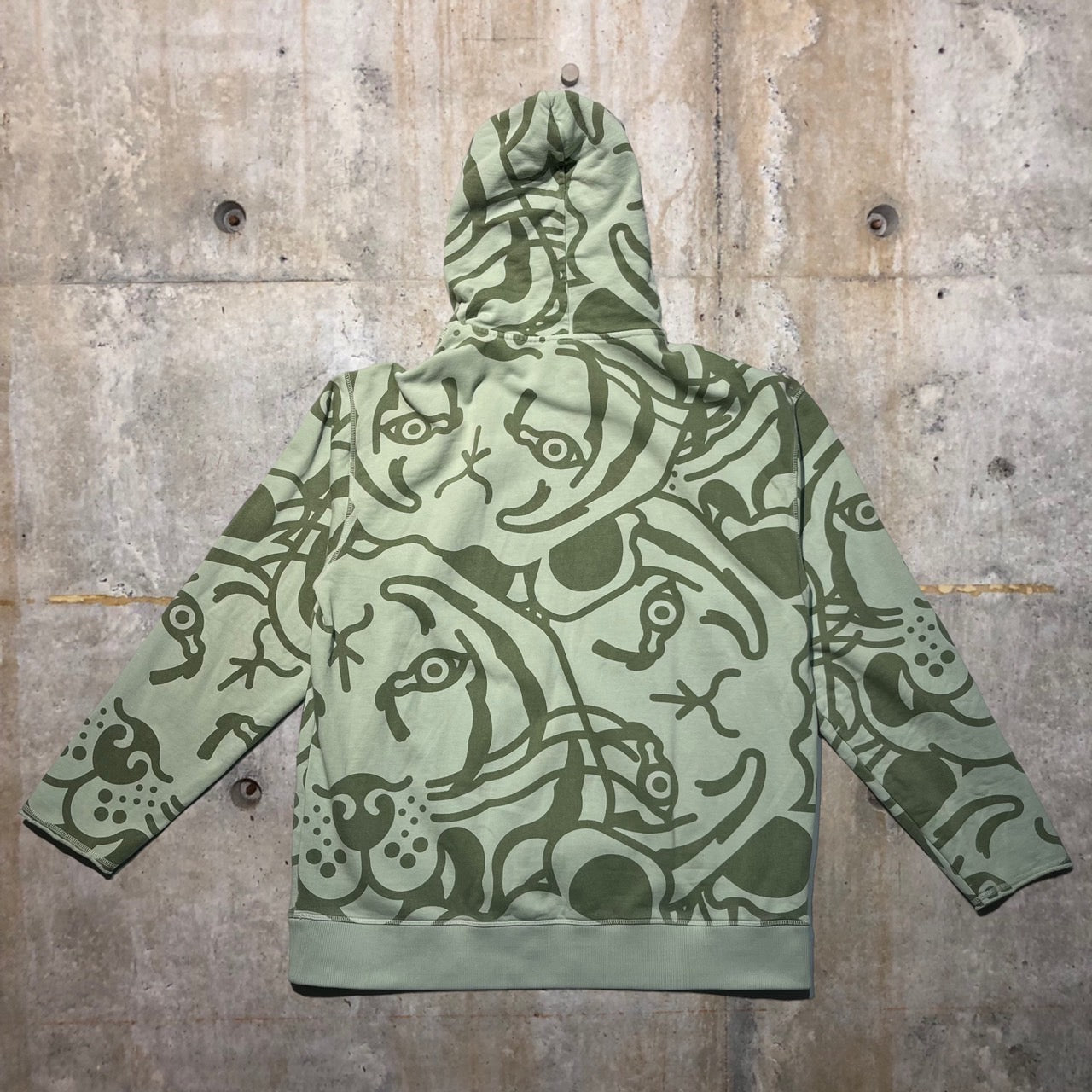 KENZO(ケンゾー) K-Tiger Print Oversized Hoodie/タイガーロゴ刺繍パーカー FB55SW5384MY L グリーン
