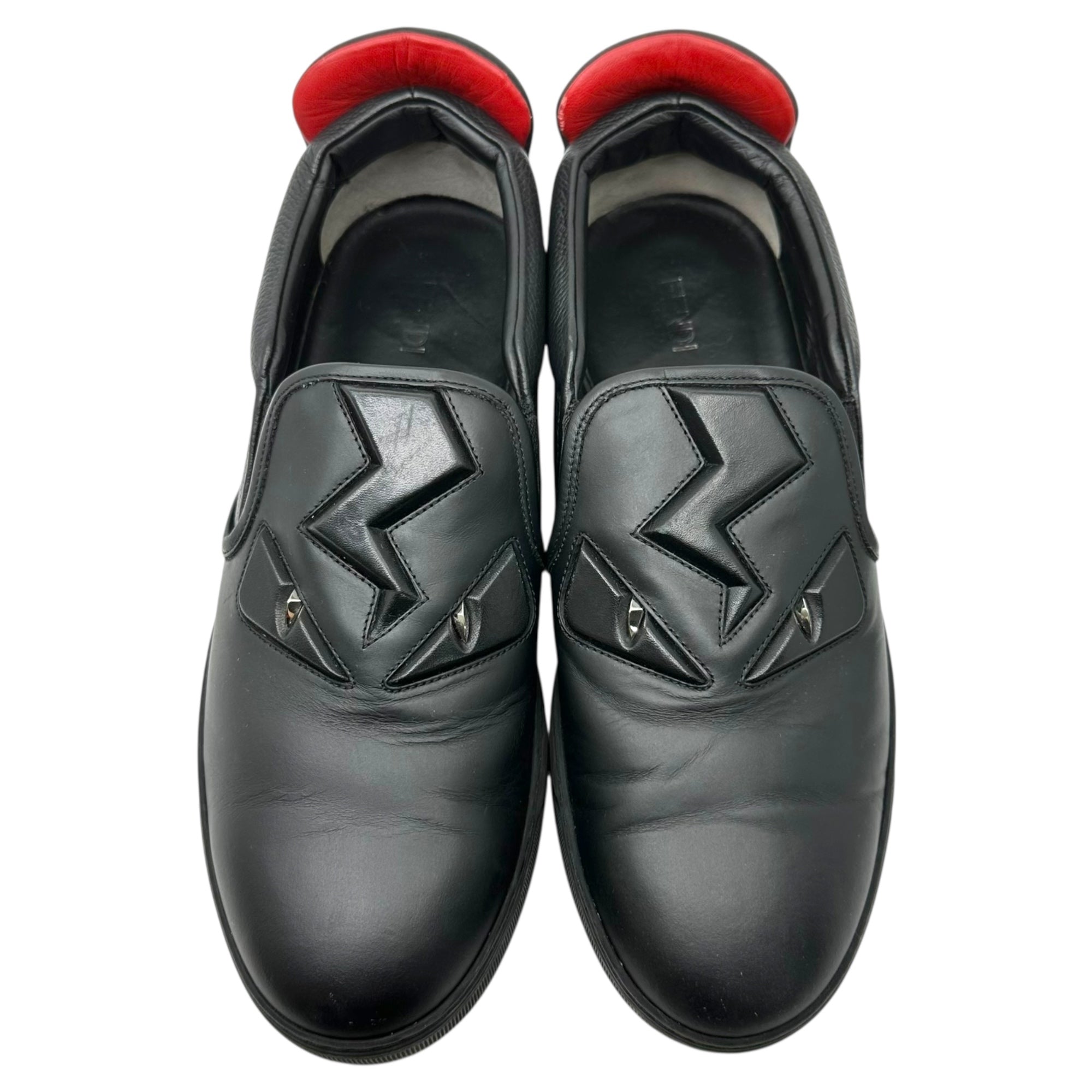 FENDI(フェンディ) Leather Monster 3D Eyes Slip On レザー モンスター スリッポン 1030 7E(26cm程度) ブラック×レッド
