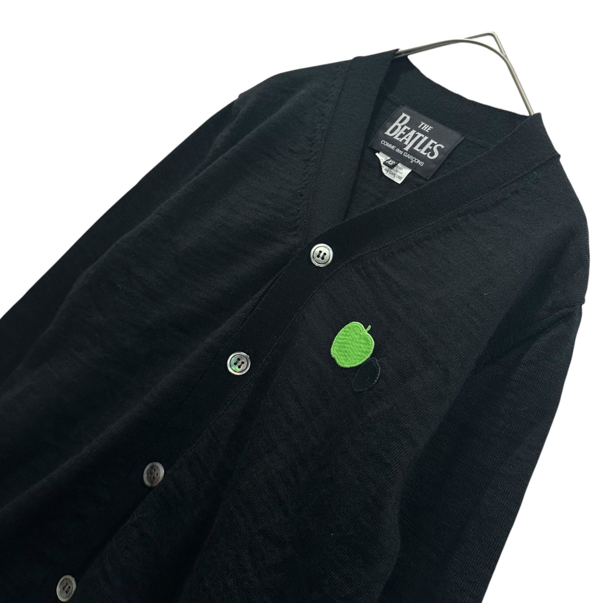 THE BEATLES COMME des GARCONS(ザビートルズコムデギャルソン) 2015AW Double Apple Wool-Acrylic Knit Cardigan ダブルアップル ウール アクリル ニット カーディガン VP-N001 XS ブラック×グリーン AD2015
