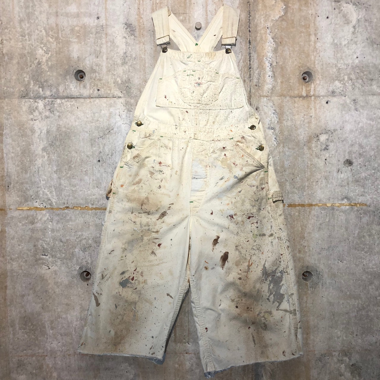 DUCK HEAD(ダックヘッド) 70'sヴィンテージペンキオーバーオール 表記なし(Mサイズ程度) ホワイト