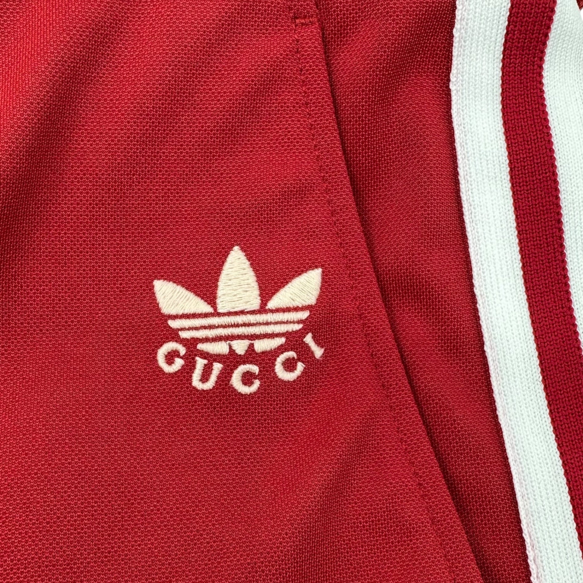 GUCCI × adidas(グッチ × アディダス) Trefoil Jacquard Pants Slacks トレフォイル ジャガード パンツ スラックス 710399 50(L程度) レッド ミケーレ期 コラボ 3ライン ロゴ