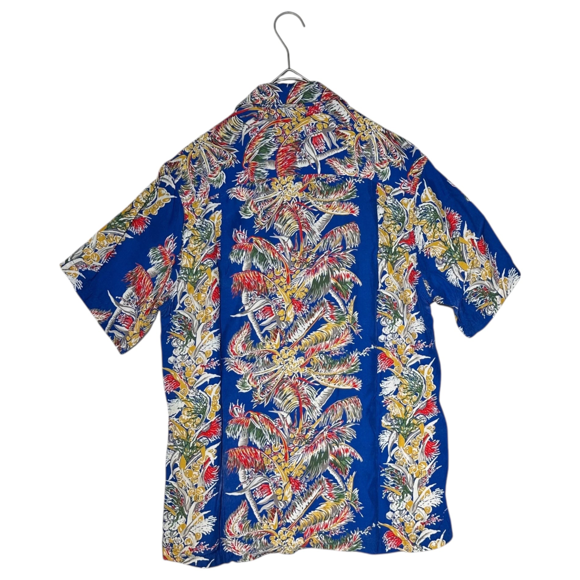 KAMEHAMEHA(カメハメハ) 90's USA made Aloha Shirt ヴィンテージ レーヨン アロハ シャツ S ブルー 90年代 オープンカラー ハワイアン