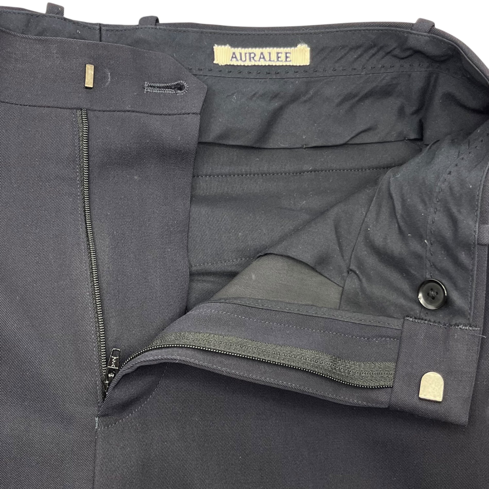 AURALEE(オーラリー) 21SS LIGHT WOOL MAX GABARDINE DOUBLE JACKET PANTS SETUP ライトウール マックス ギャバジン ダブル ジャケット パンツ セットアップ JKT:A21SJ01MG PT:3A21SP02MG JKT:4(M程度) PT:3(S程度) ネイビー