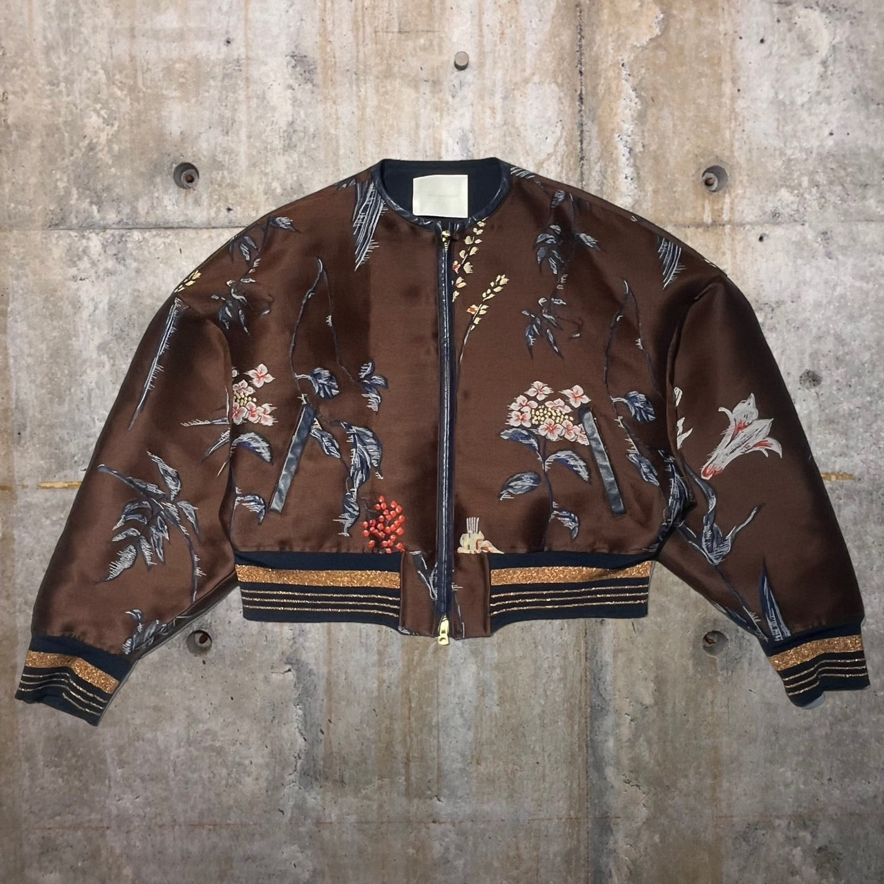 mame kurogouchi(マメクロゴウチ) 18AW double cloth flower brouson/ダブルクロスフラワーブルゾン/刺繍/ジャケット MM18AW-JK045 2(Mサイズ程度) ブラウン