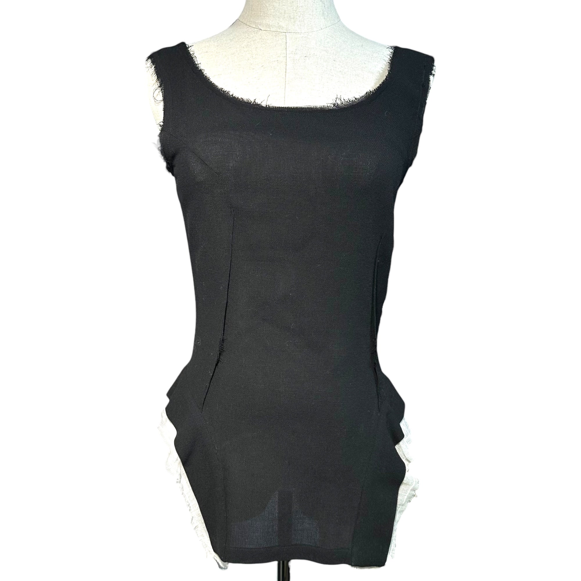 YOHJI YAMAMOTO(ヨウジヤマモト) Back zip sleeveless design cut and sew バックジップ ノースリーブ デザイン カットソー FG-B05-813 2(M程度) ブラック×ホワイト