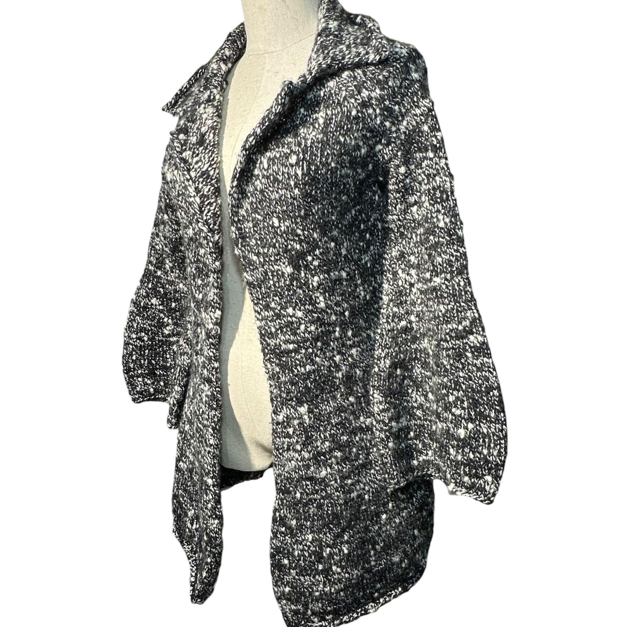 LIMI feu(リミフゥ) Buttonless low gauge knit cardigan ボタンレス ローゲージ ニット カーディガン LU-K23-171 3(L程度) ブラック×ホワイト