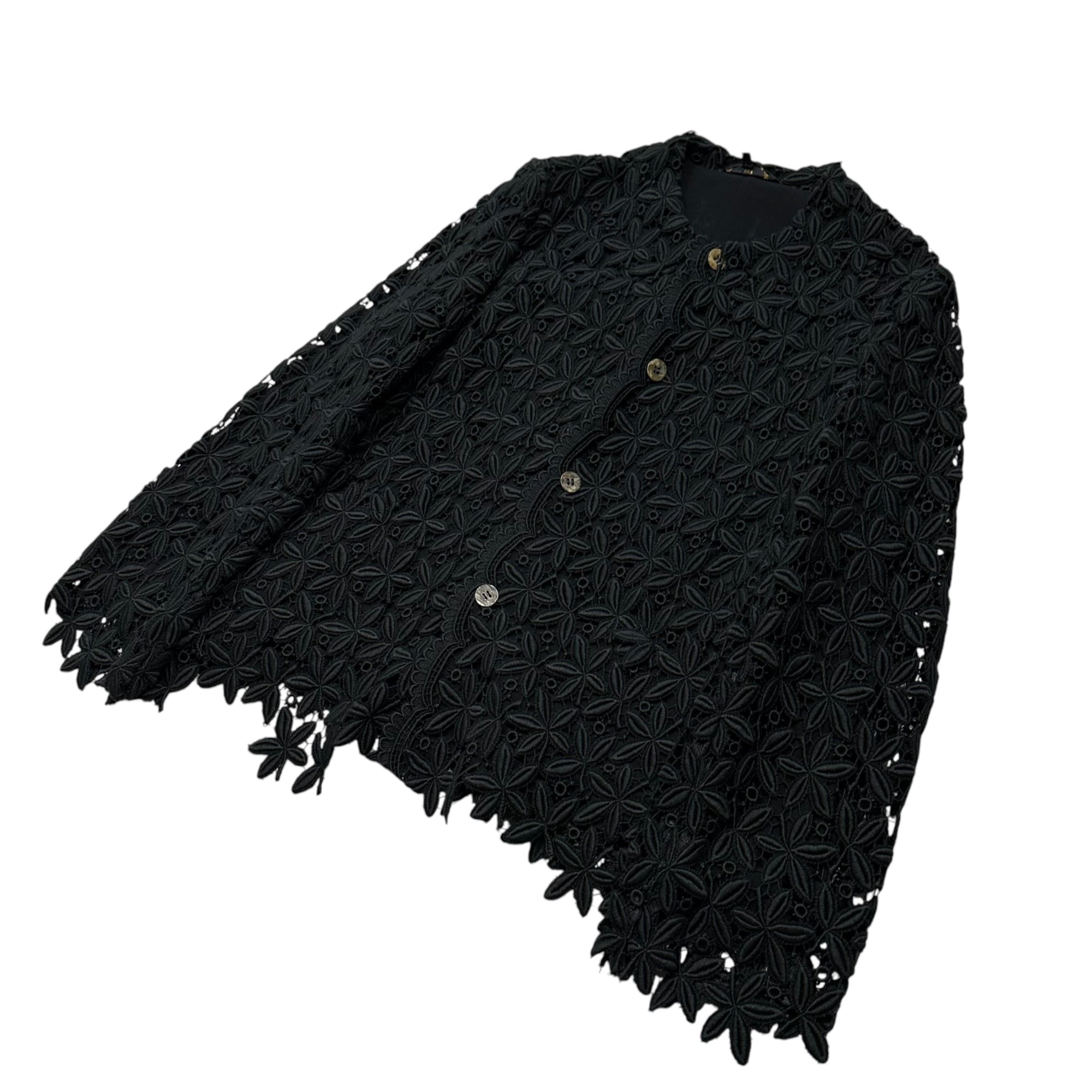 COMME des GARCONS(コムデギャルソン) 1991SS Botancial Lace Snap-Button Jacket ボタニカル レース スナップボタン ジャケット GJ-11027S S ブラック AD1990 Ink Dye, Stained Glass アーカイブ 稀少