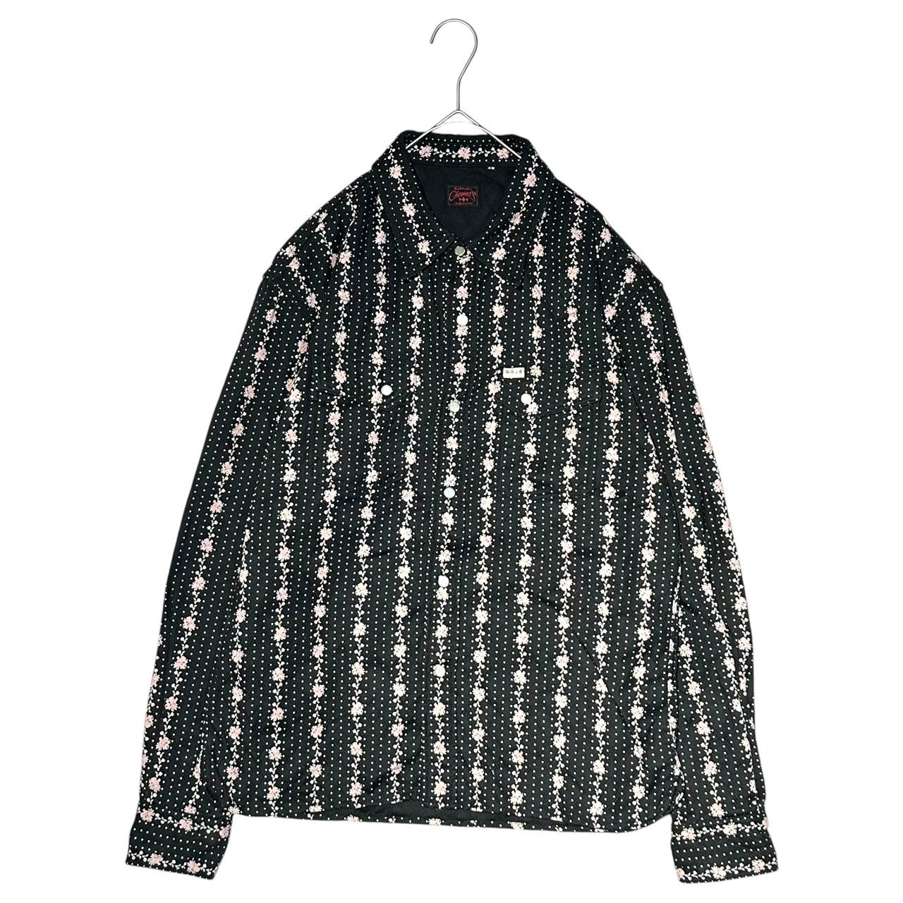 R.J.B(アールジェイビー) Diamond Stitch Flower Western Shirt ダイヤ ステッチ フラワー ウエスタン シャツ 42 ブラック FLATHEAD フラットヘッド ドット