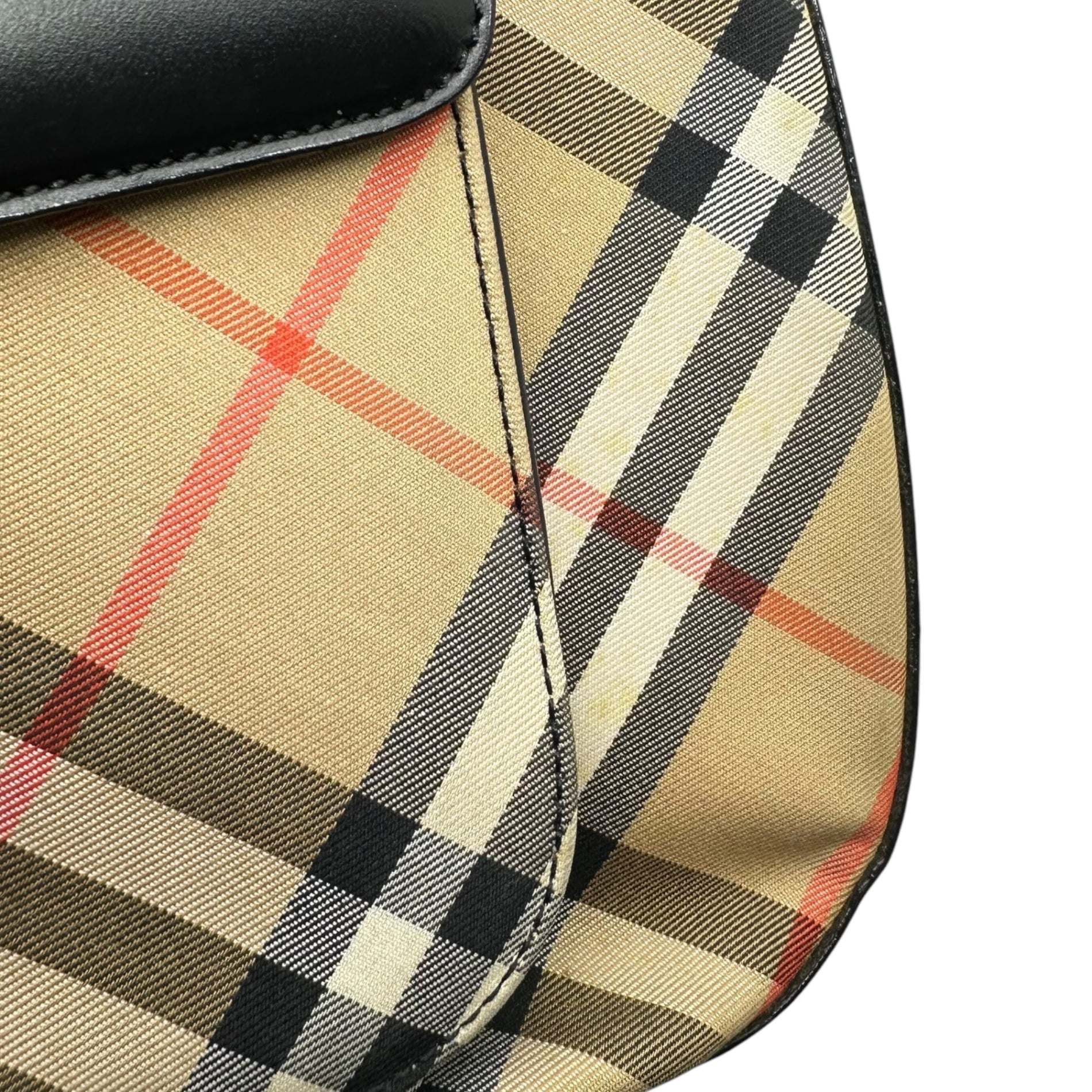 Burberrys(バーバリーズ) Novacek leather tricot one-shoulder bag ノバチェック レザー 切替 ワンショルダー バッグ ベージュ×ブラック ハンド ミニ ヴィンテージ