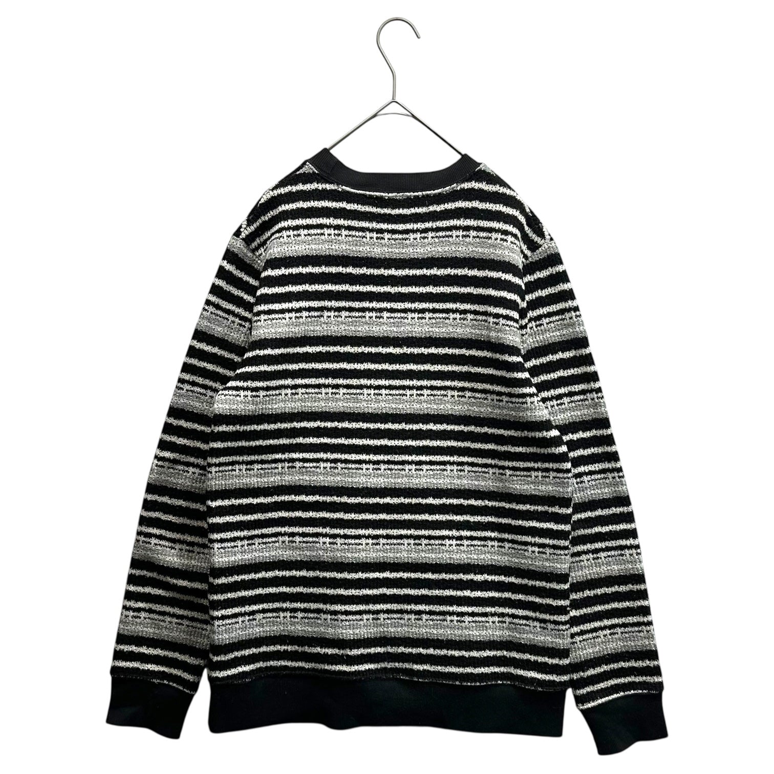 DOLCE&GABBANA(ドルチェ&ガッバーナドルガバ) Logo Plate Border Knit ロゴプレート ボーダー ニット 48 ブラック×グレー