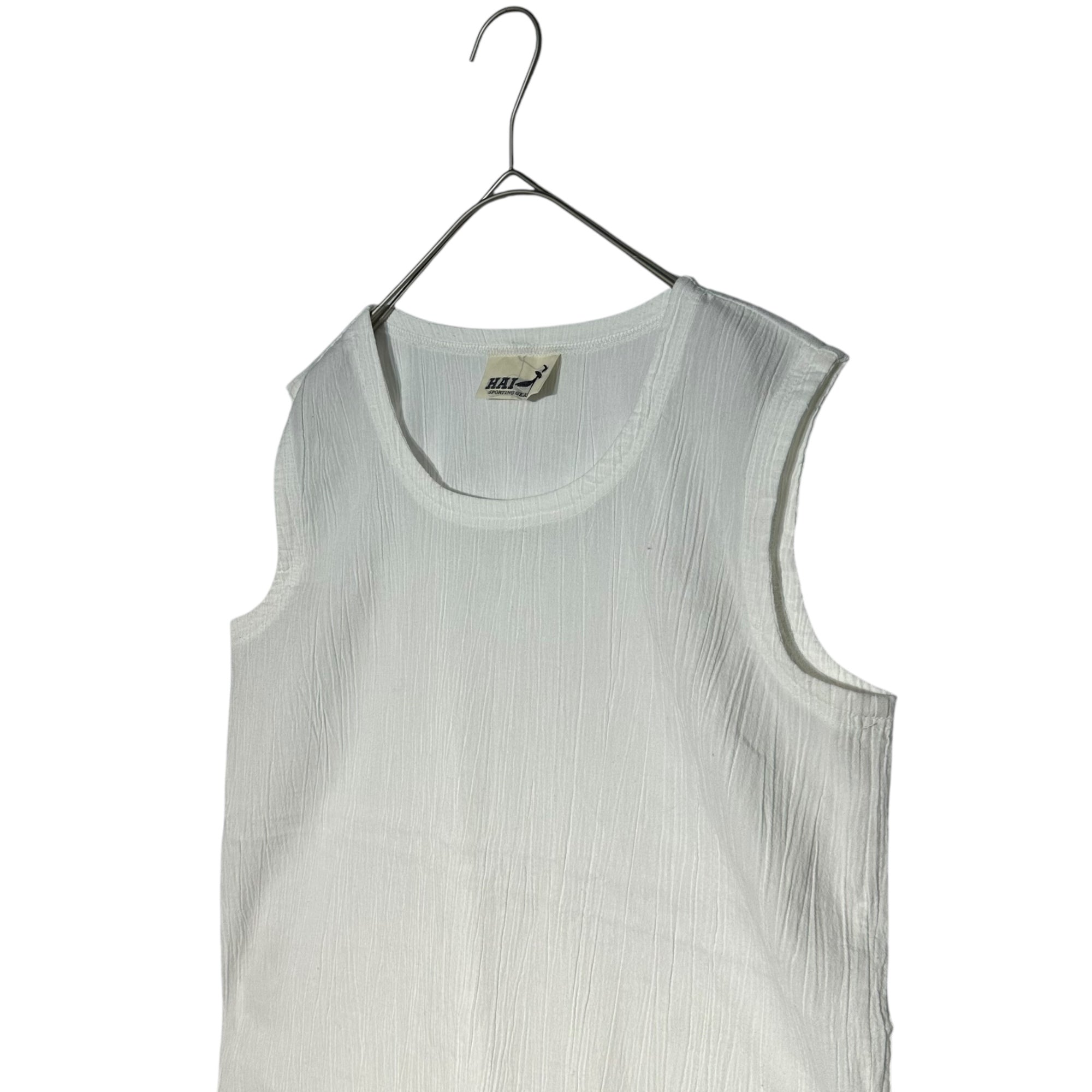 HAI SPORTING GEAR ISSEY MIYAKE(ハイスポルティングギア イッセイミヤケ) 80's Pleated sleeveless blouse with stole 80年代 ストール付き プリーツ ノースリーブ ブラウス M ホワイト