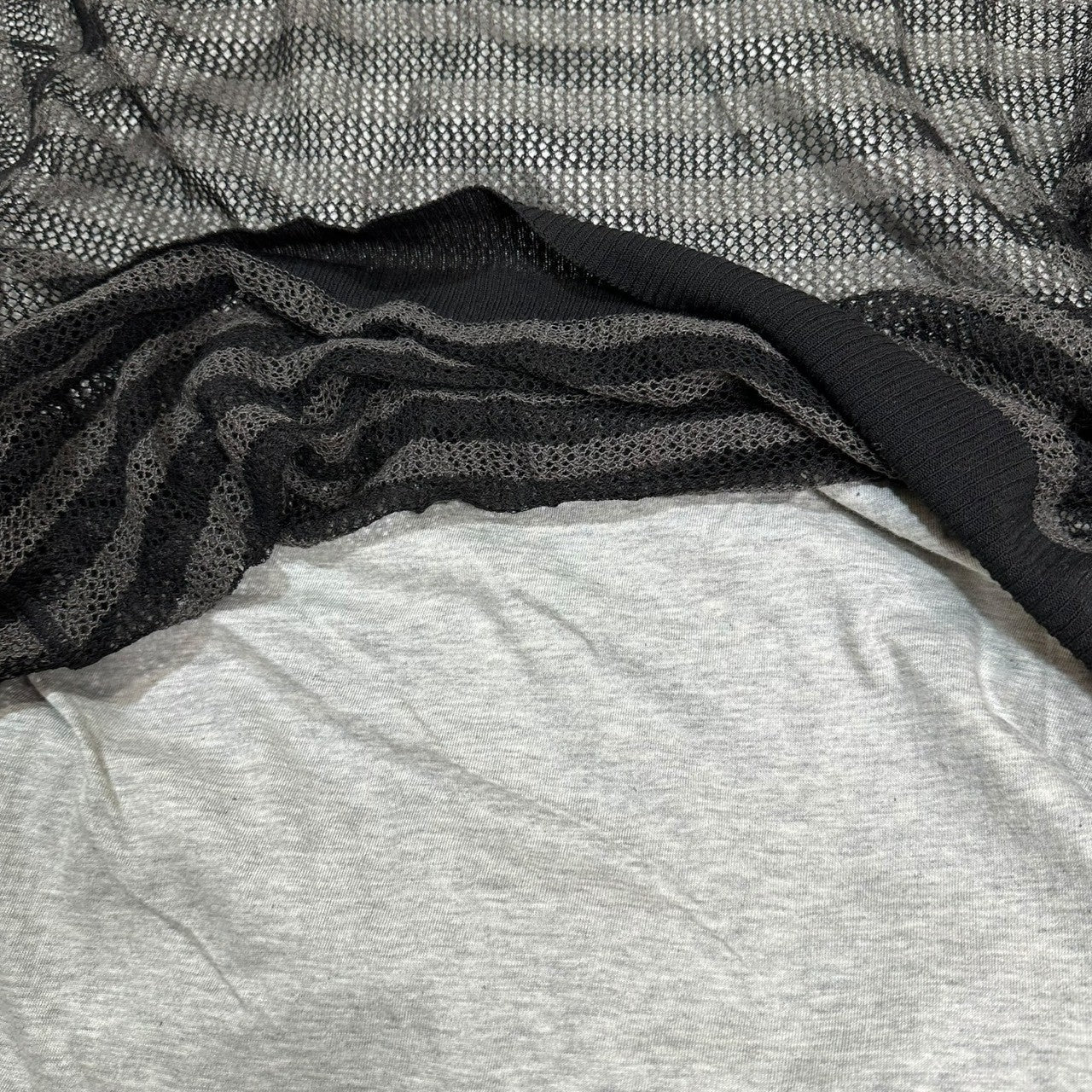 DOLCE&GABBANA(ドルチェ&ガッバーナドルガバ) Mesh layered border hooded top メッシュレイヤード ボーダー フーデッド カットソー ブラック×グレー