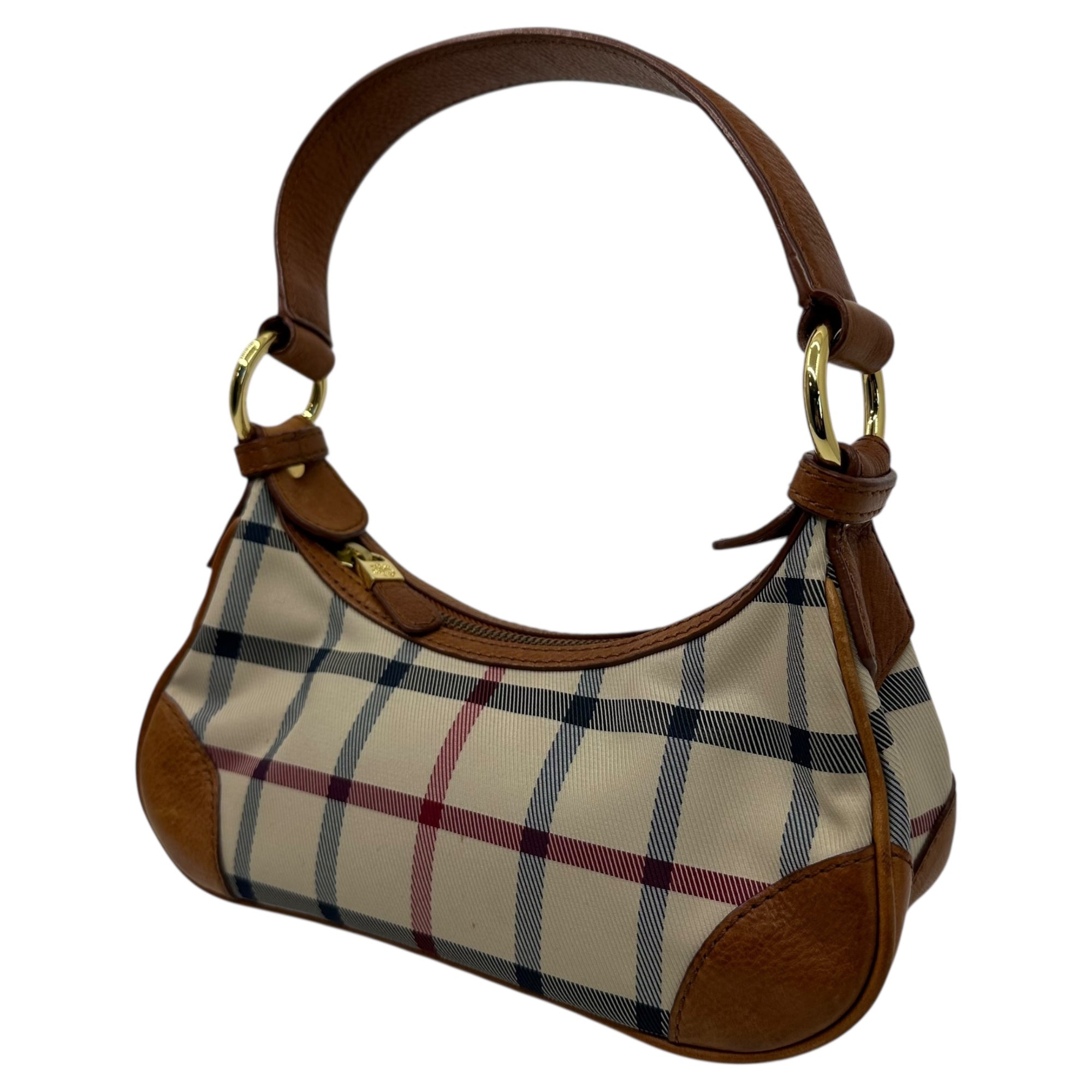 BROOKS BROTHERS(ブルックスブラザーズ) Canvas Leather Check One-Shoulder Bag キャンバス レザー チェック ワンショルダー バッグ ベージュ×ブラウン ハンド アクセサリー ポーチ