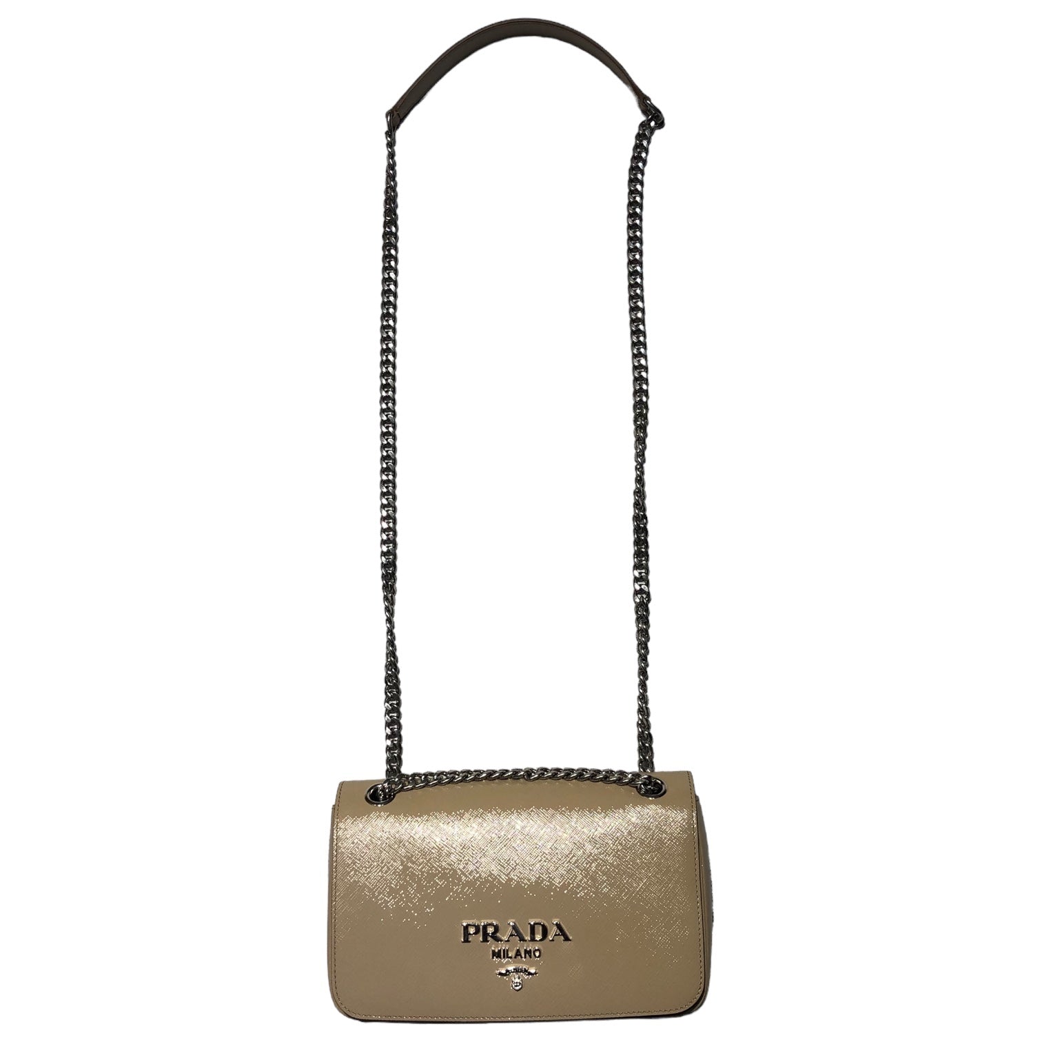 PRADA(プラダ) Saffiano chain shoulder bag サフィアーノ チェーン ショルダーバッグ 1BD147 ベージュ ロゴ ハンド 斜め掛け