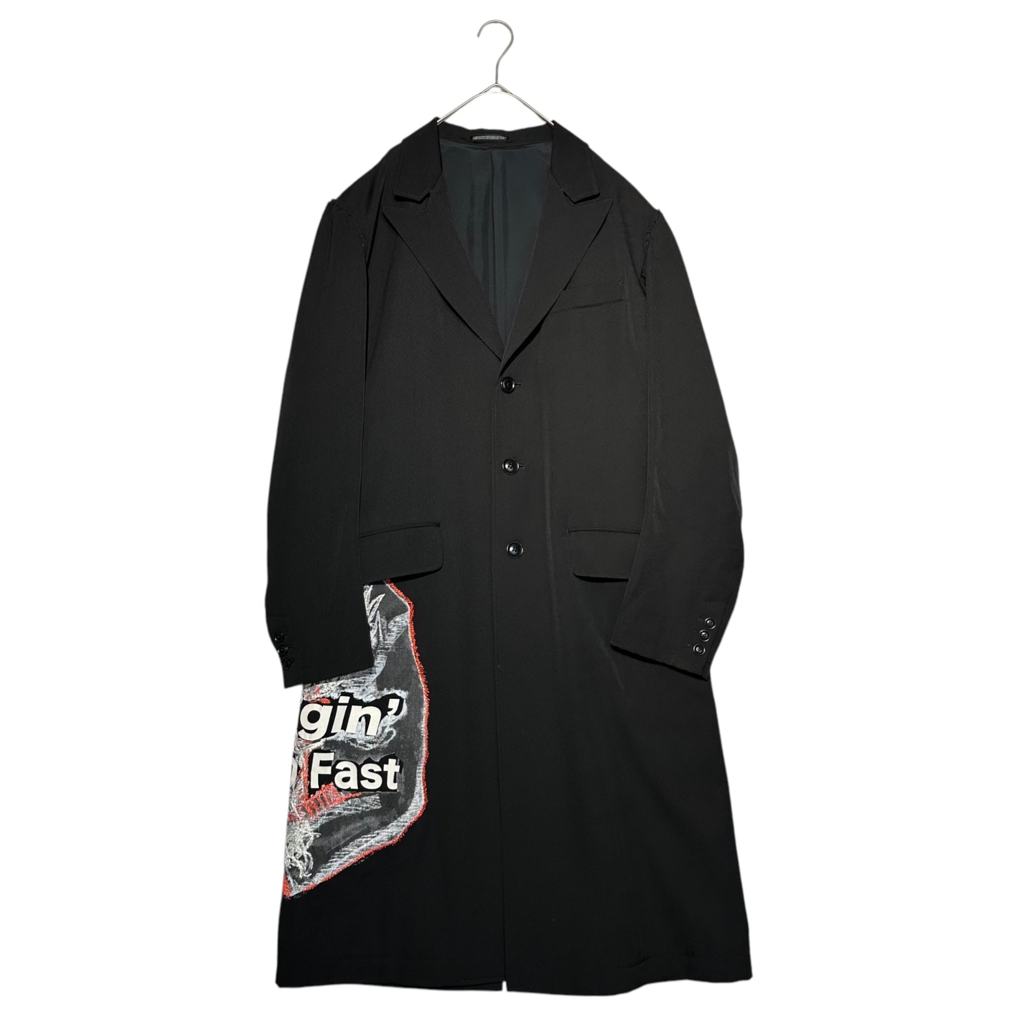 YOHJI YAMAMOTO POUR HOMME(ヨウジヤマモトプールオム) 17AW Print Embroidery Long Jacket 袖山 ハンド ステッチ プリント 刺繍 ジャケット HK-J38-127 2(M程度) ブラック