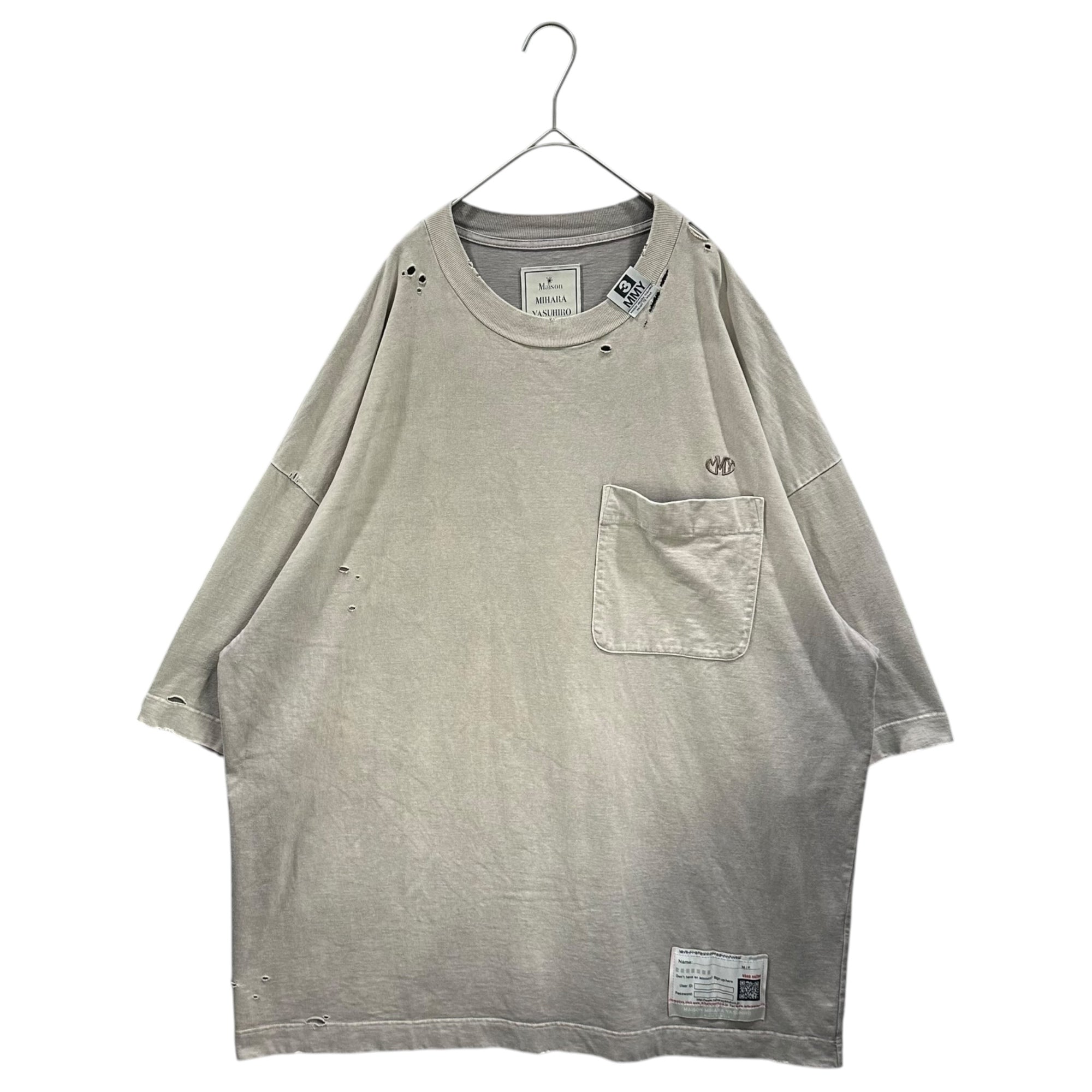 Maison MIHARA YASUHIRO(メゾンミハラヤスヒロ) 2024SS Sunfaded Huge Tee サンフェード オーバーサイズ Tシャツ B12TS621 40 グレー