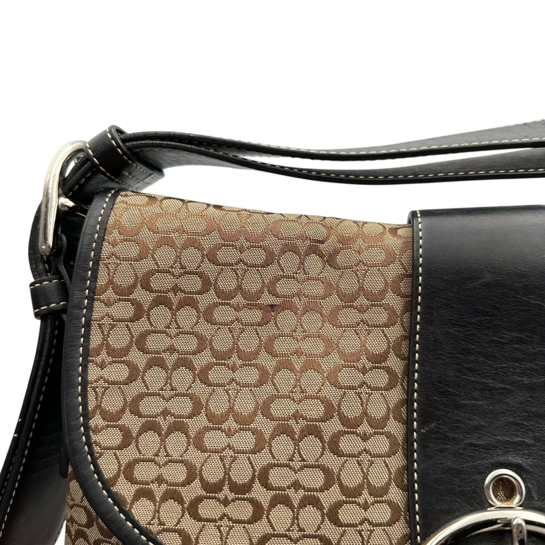 COACH(コーチ) Signature Shoulder Bag シグネチャー ショルダー バッグ 6377 ベージュ×ブラック ワンショルダー