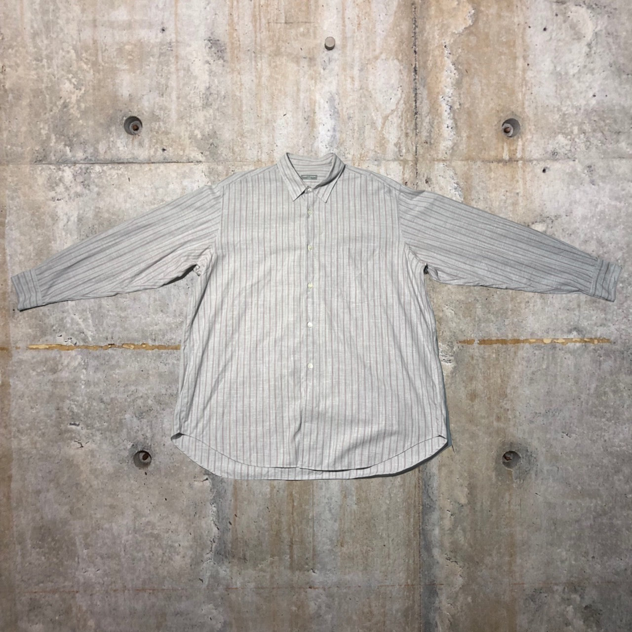 COMME des GARCONS HOMME(コムデギャルソンオム) 80~90'sコットンストライプシャツ 表記消え(XL程度) グレー 田中オム