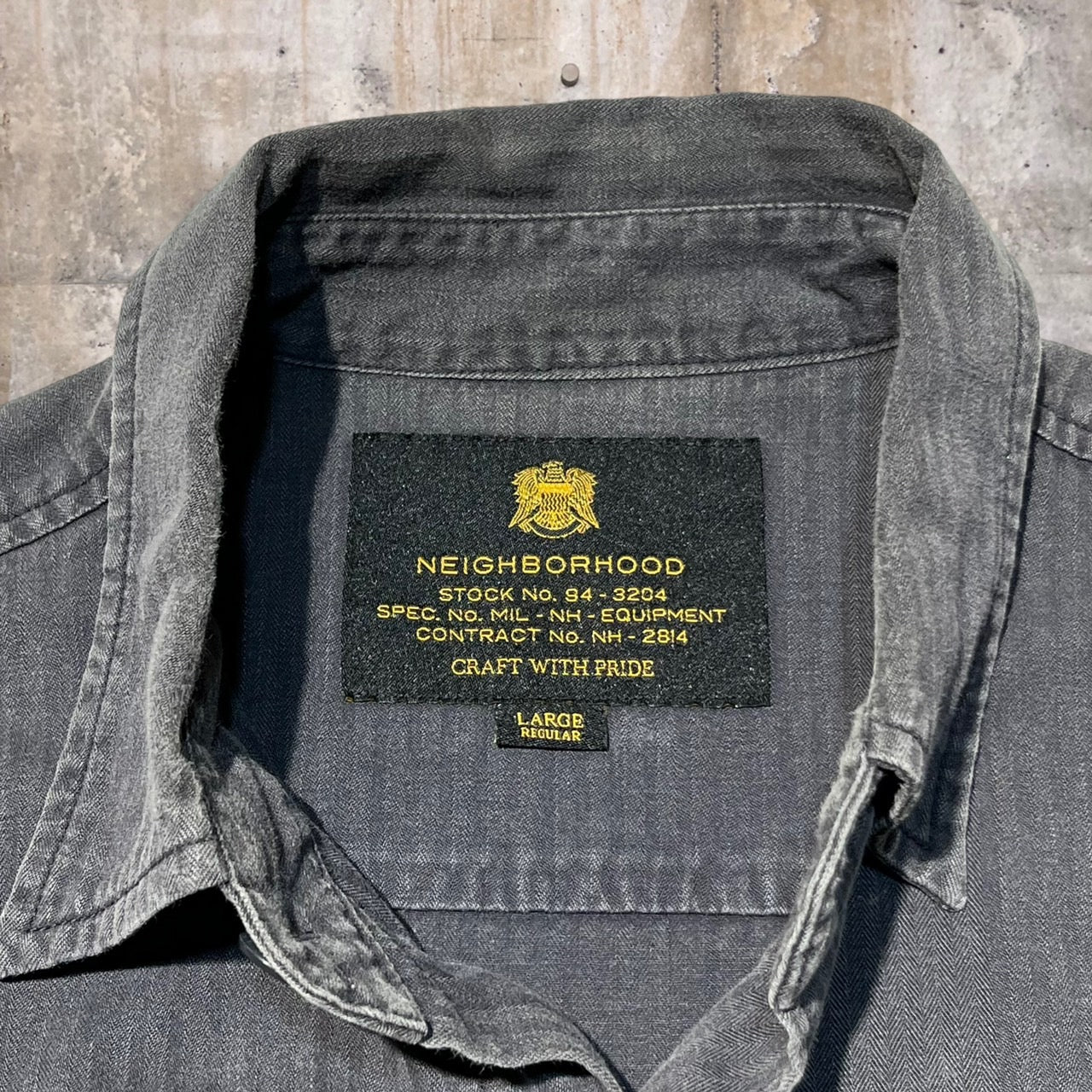 NEIGHBORHOOD(ネイバーフッド) ヘリンボーンワークシャツ 171SPNh-SHM03 L ブラック