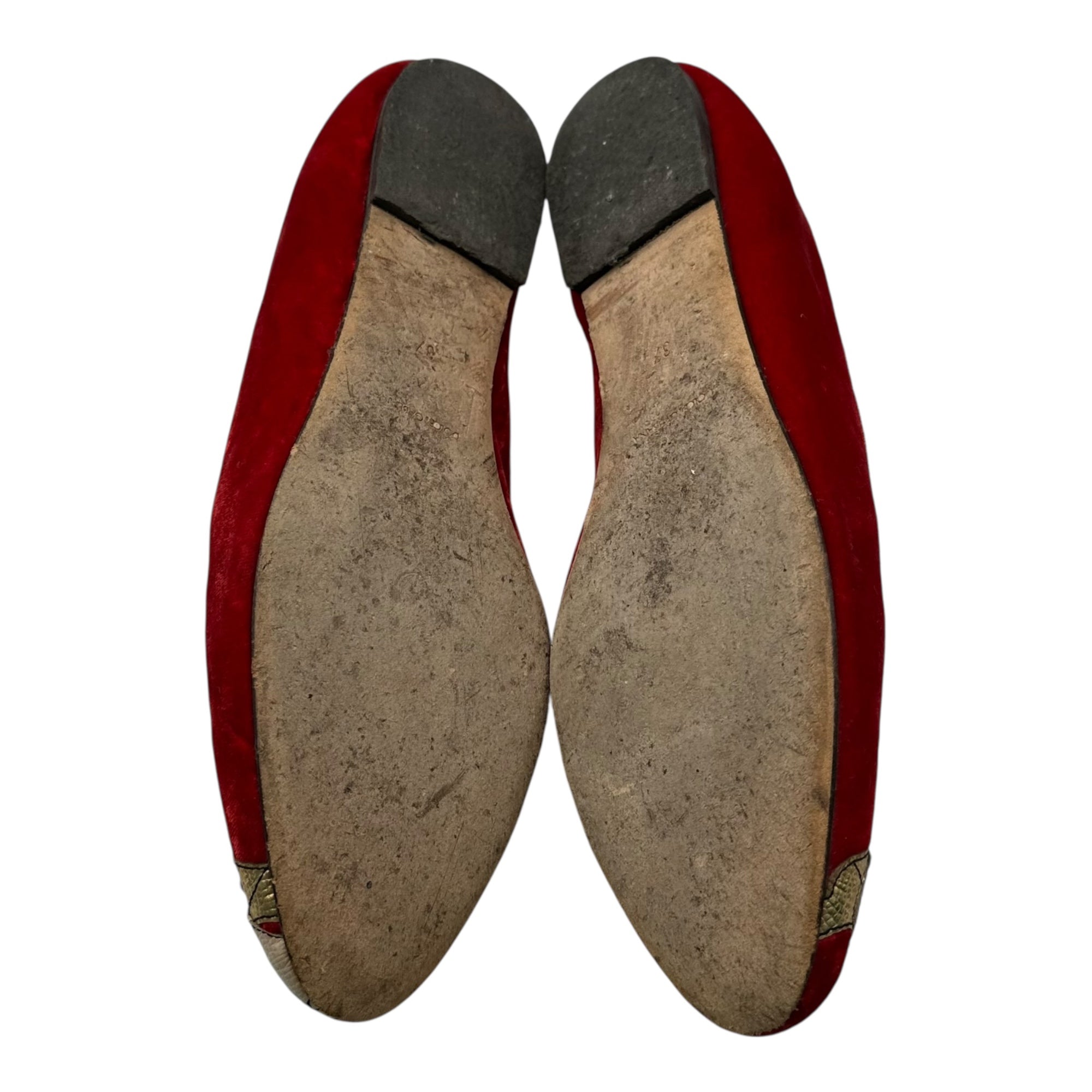 DOLCE&GABBANA(ドルチェ&ガッバーナドルガバ) Human & Dog Patch Velvet Opera Shoes ヒューマン & ドッグ ワッペン ベルベット オペラシューズ 37(23.5cm程度) レッド