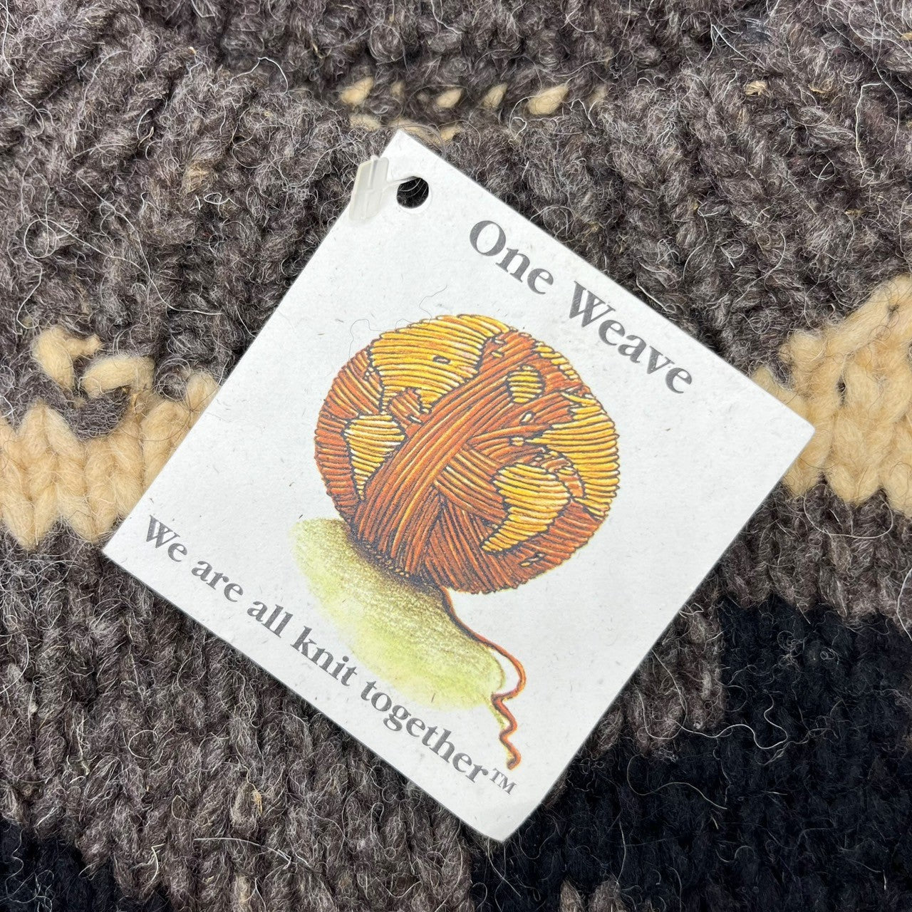 INDIGENOUS DESIGNS(インディアンデザインズ) Ecuador made Indian low gauge knit エクアドル製 インディアン ローゲージ ニット 環境保護 サスティナブル オーガニック M ブラウン×ベージュ