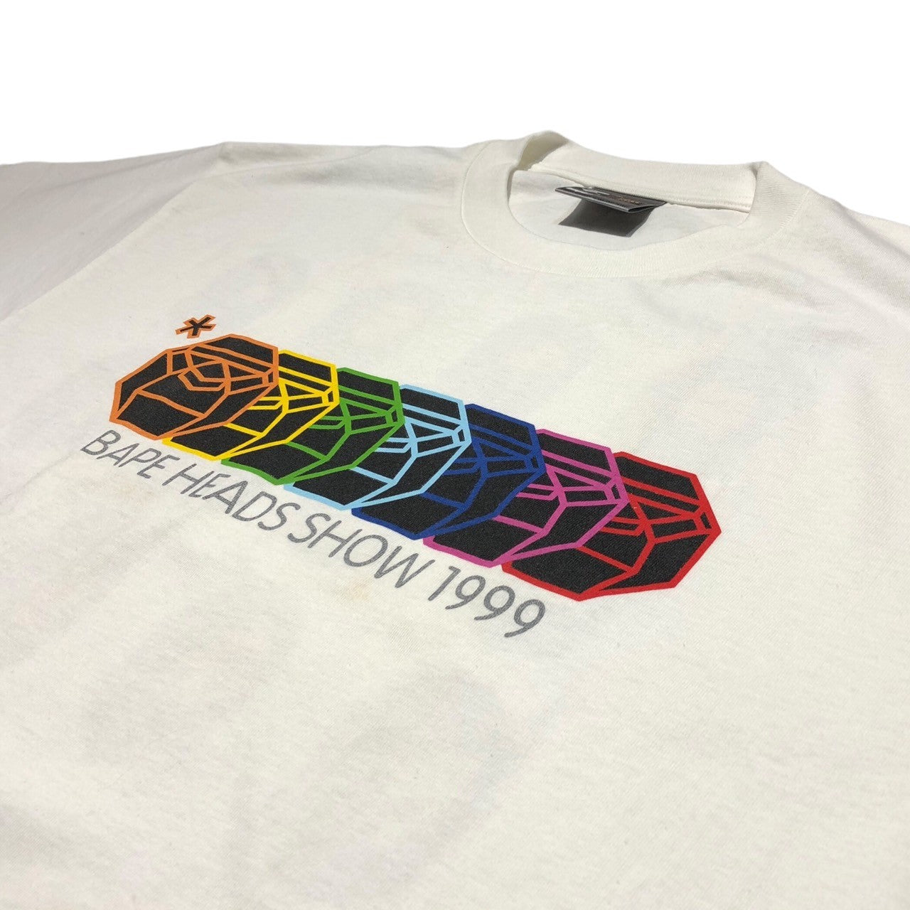 A BATHING APE(アベイシングエイプ) 90's BAPE HEADS SHOW 1999 Tee プリント Tシャツ L ホワイト Welcome to The Bape World 90年代 アーカイブ