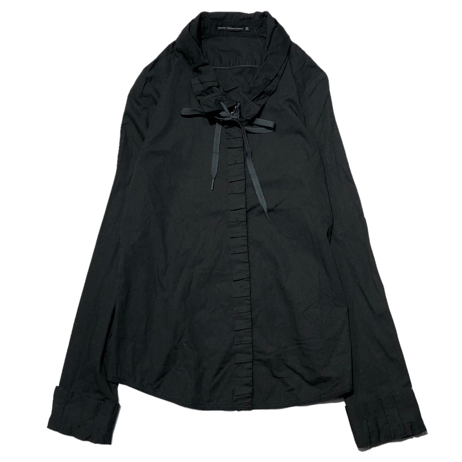 MARITHE FRANCOIS GIRBAUD(マリテフランソワジルボー) 00's ギミックボウタイシャツブラウス/アーカイブ F5-5346 M ブラック Y2K